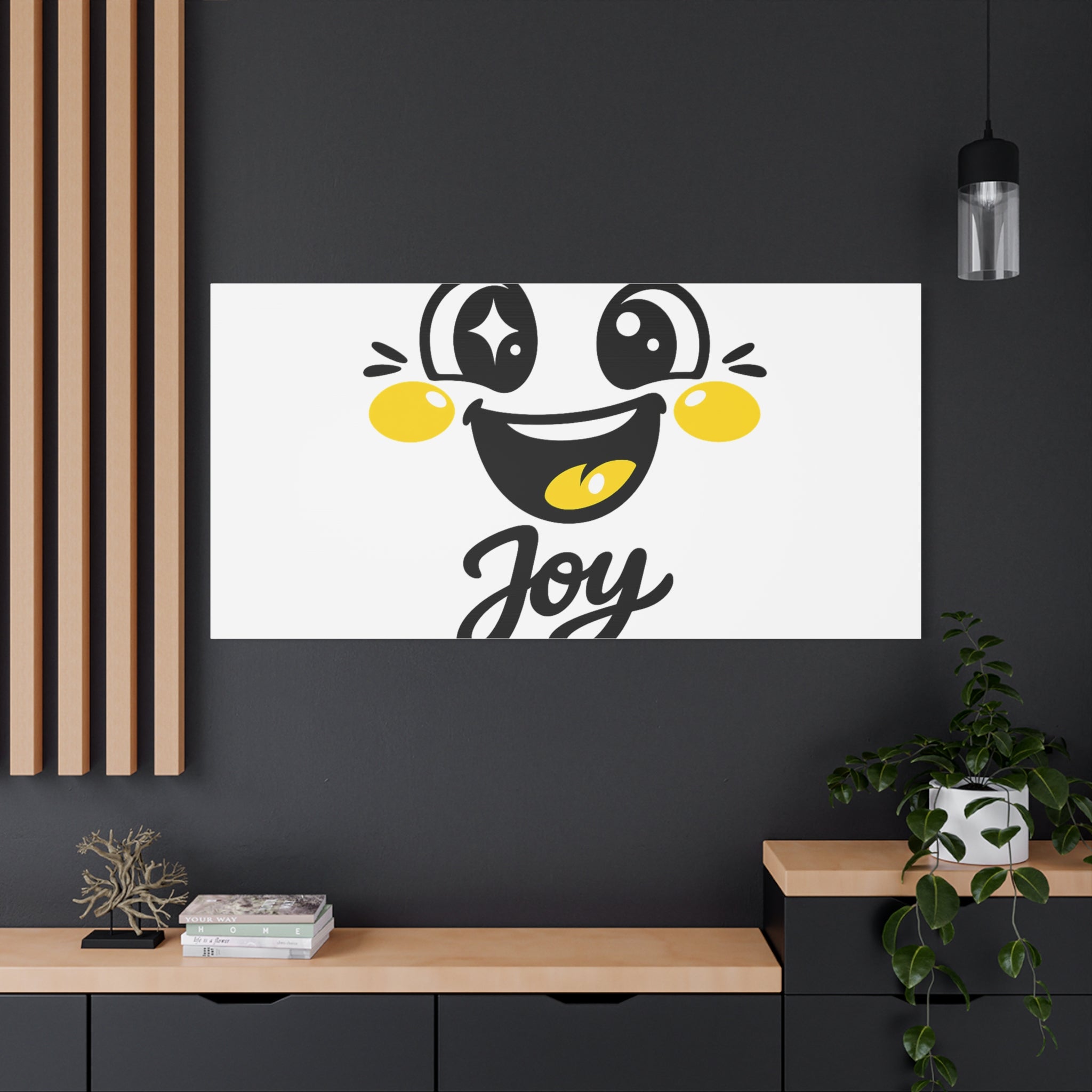Joy Mood Face Canvas | kawaii minimal, thick outline emoji cartoon
