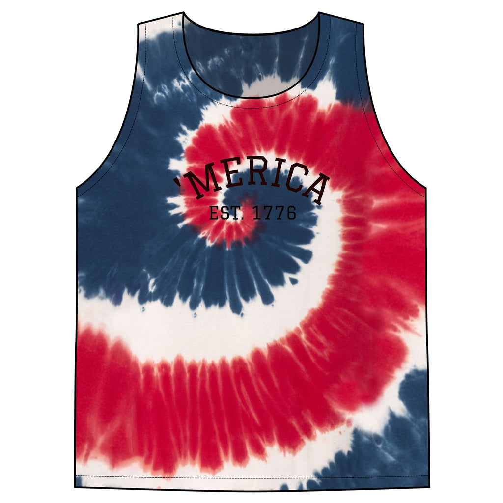 'Merica Tie-Dye Tank Top — Red White & Blue Spiral Patriotic Tank