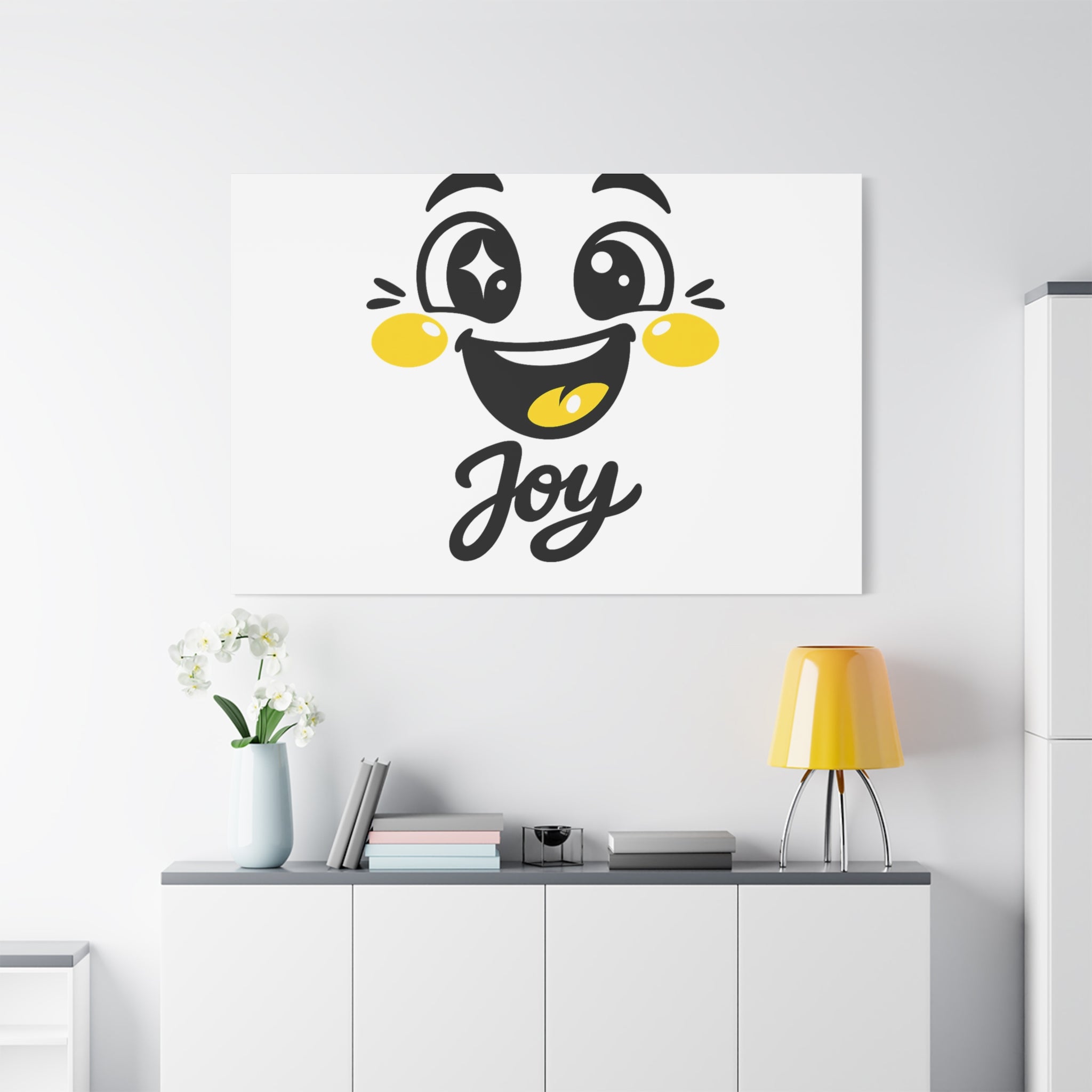 Joy Mood Face Canvas | kawaii minimal, thick outline emoji cartoon