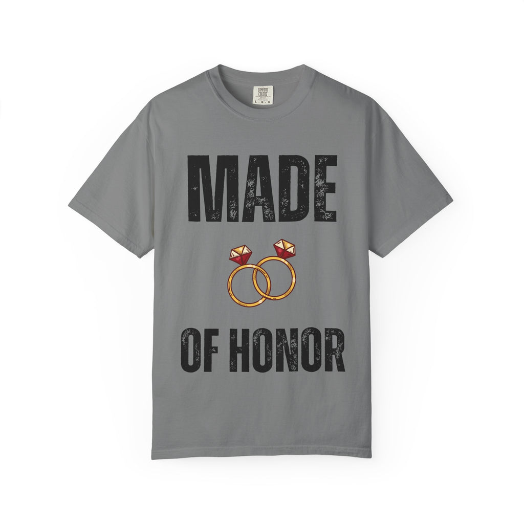 Made of Honor T‑Shirt — Maid of Honor Bridal Party Tee with Wedding Rings