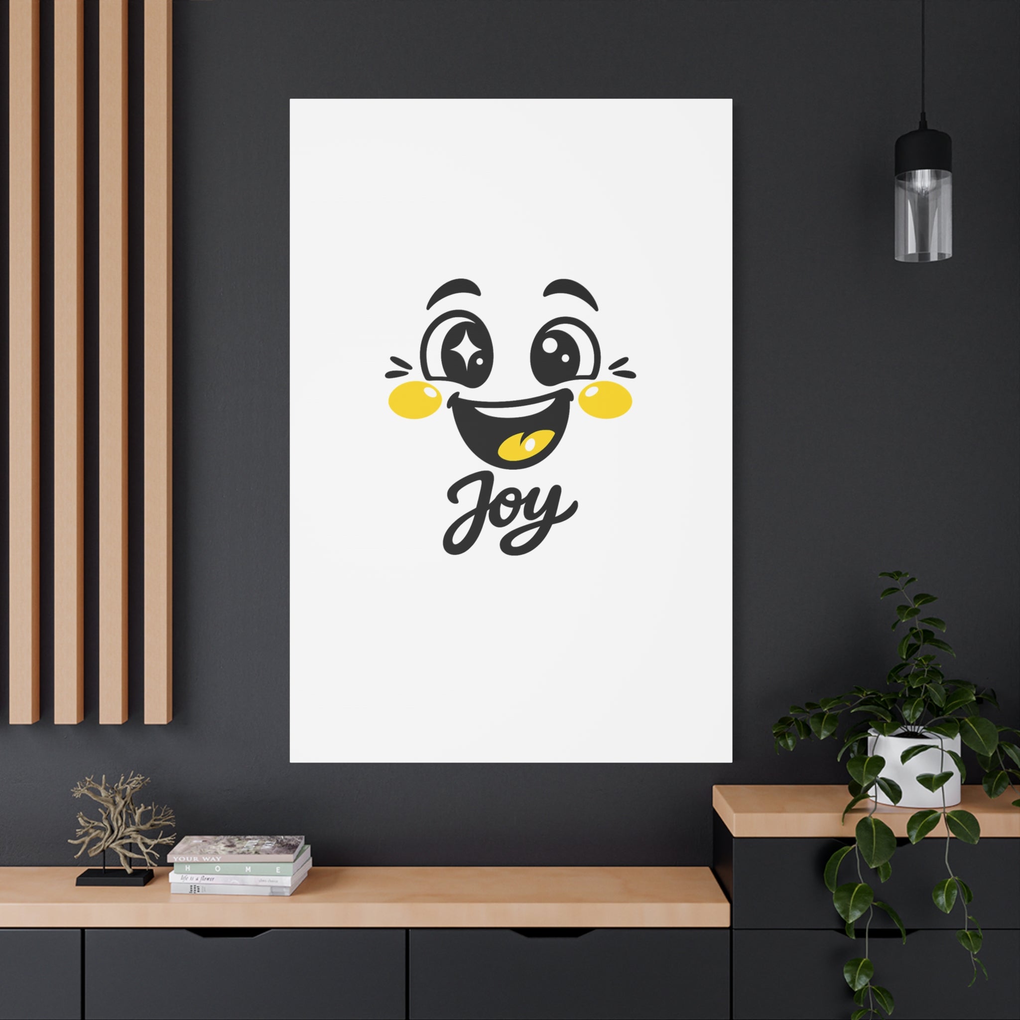 Joy Mood Face Canvas | kawaii minimal, thick outline emoji cartoon
