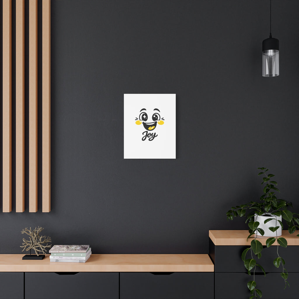 Joy Mood Face Canvas | kawaii minimal, thick outline emoji cartoon