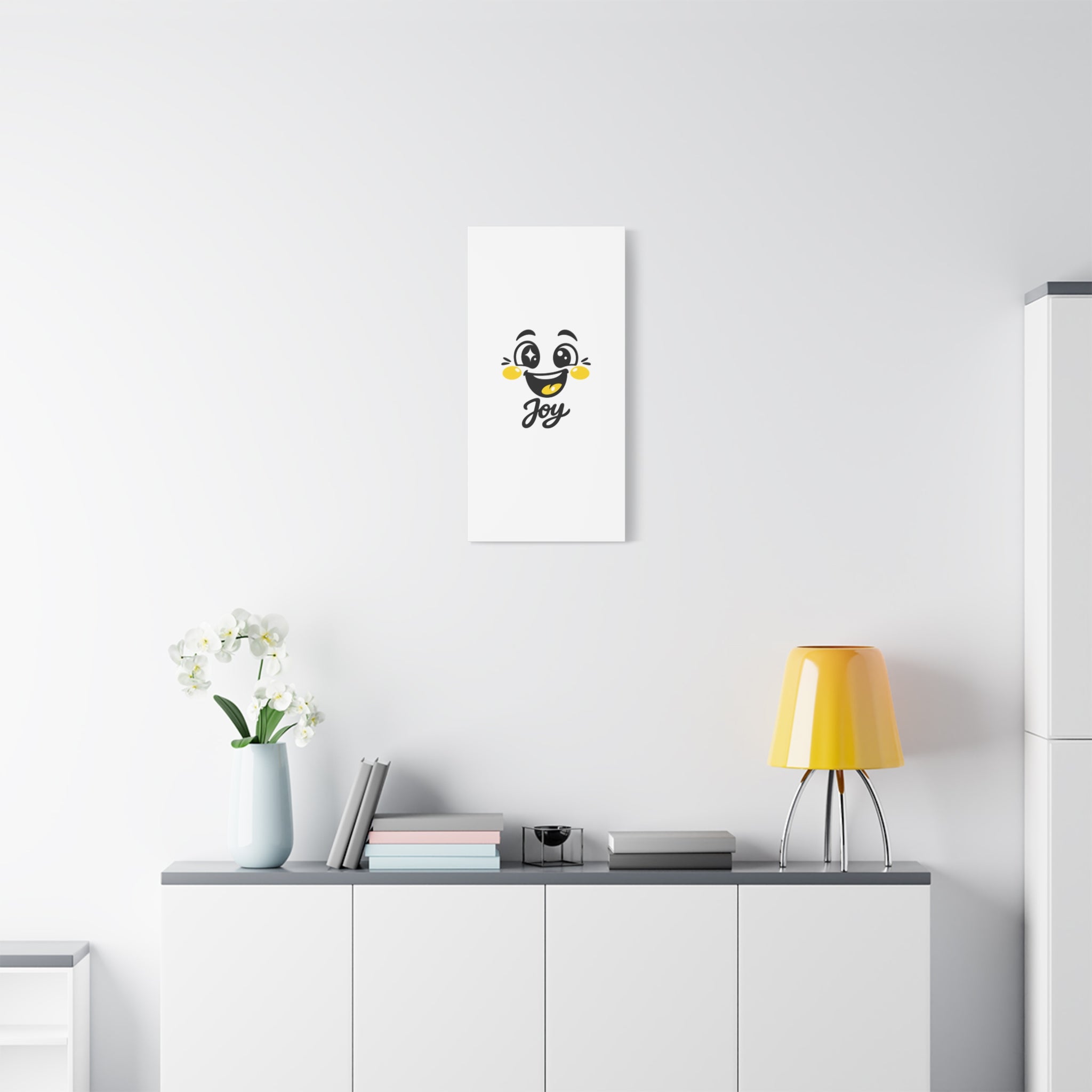 Joy Mood Face Canvas | kawaii minimal, thick outline emoji cartoon