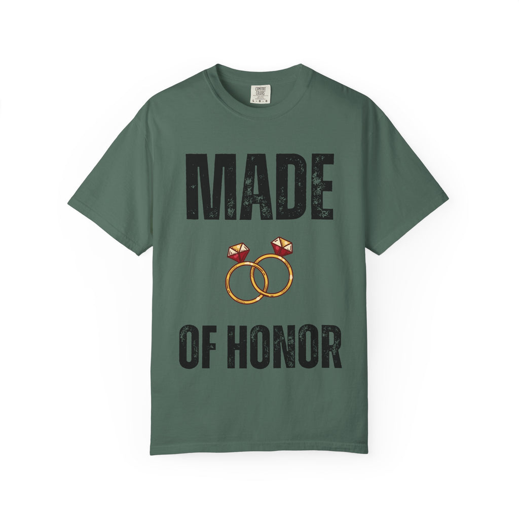Made of Honor T‑Shirt — Maid of Honor Bridal Party Tee with Wedding Rings