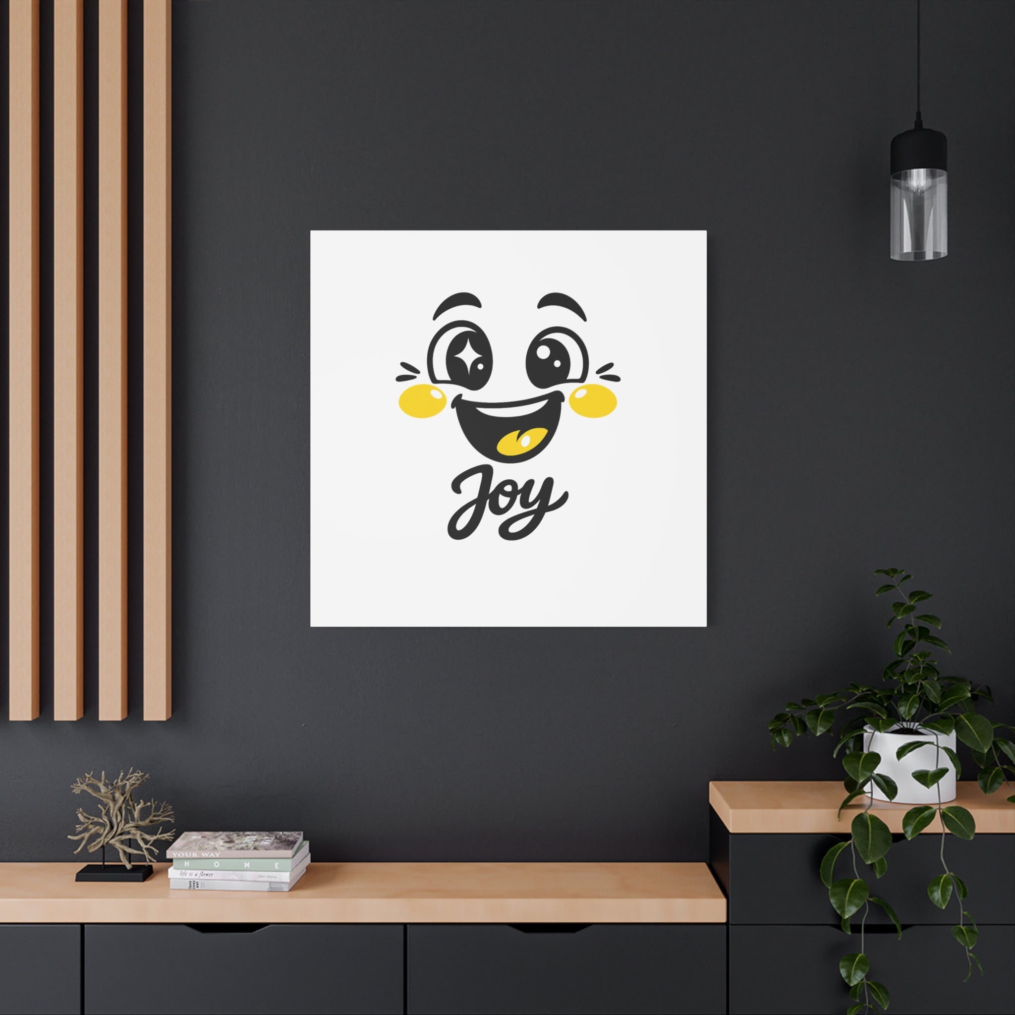 Joy Mood Face Canvas | kawaii minimal, thick outline emoji cartoon