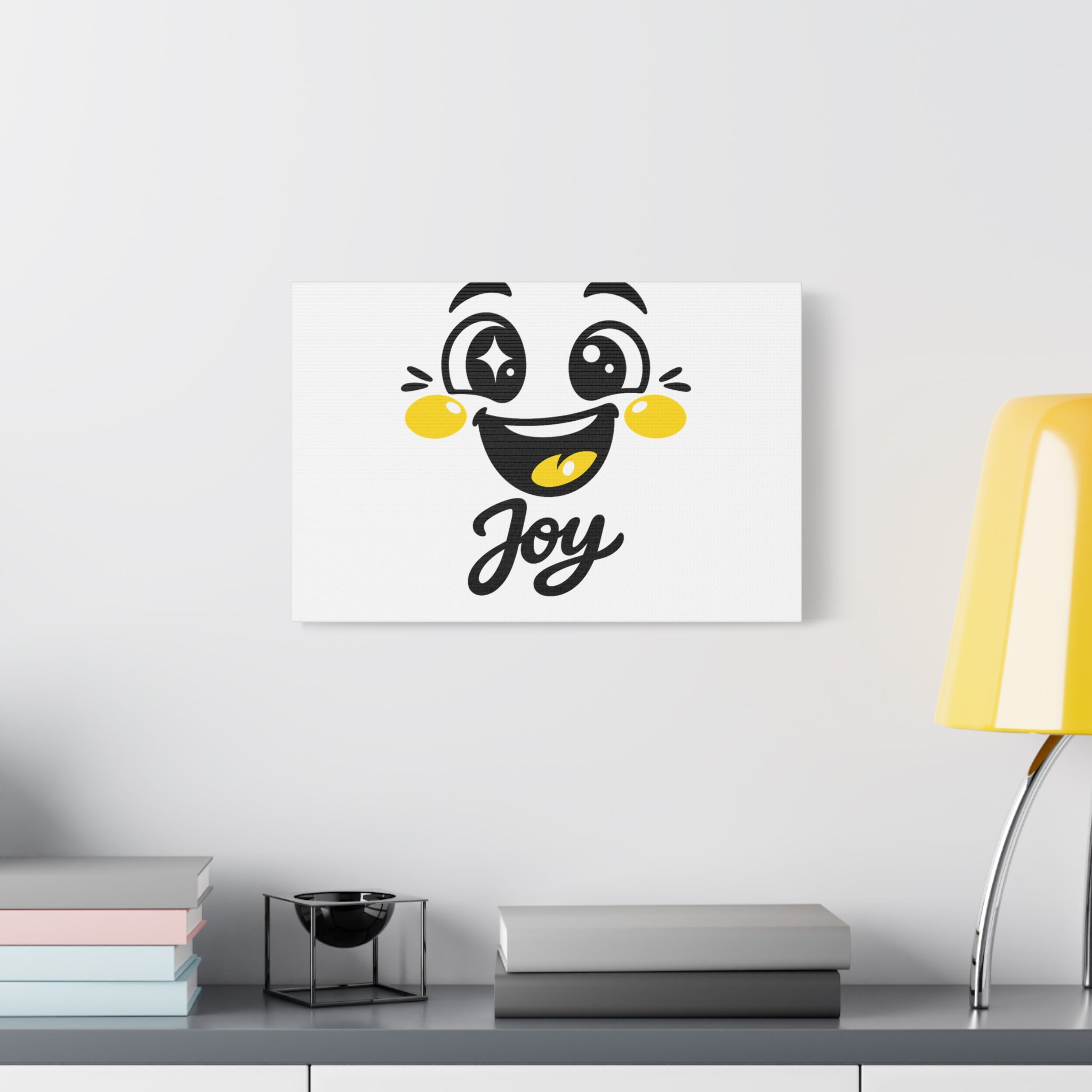 Joy Mood Face Canvas | kawaii minimal, thick outline emoji cartoon