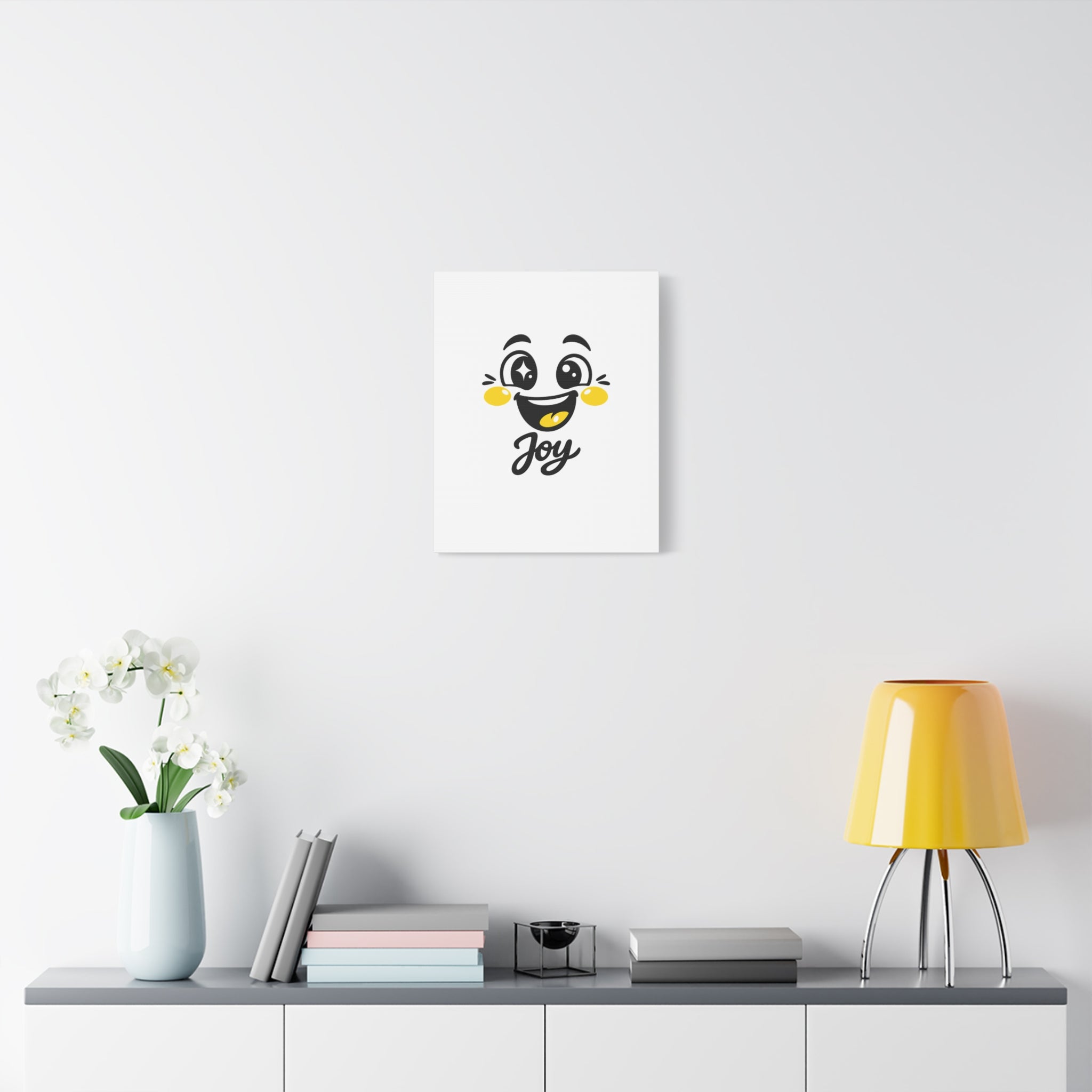 Joy Mood Face Canvas | kawaii minimal, thick outline emoji cartoon