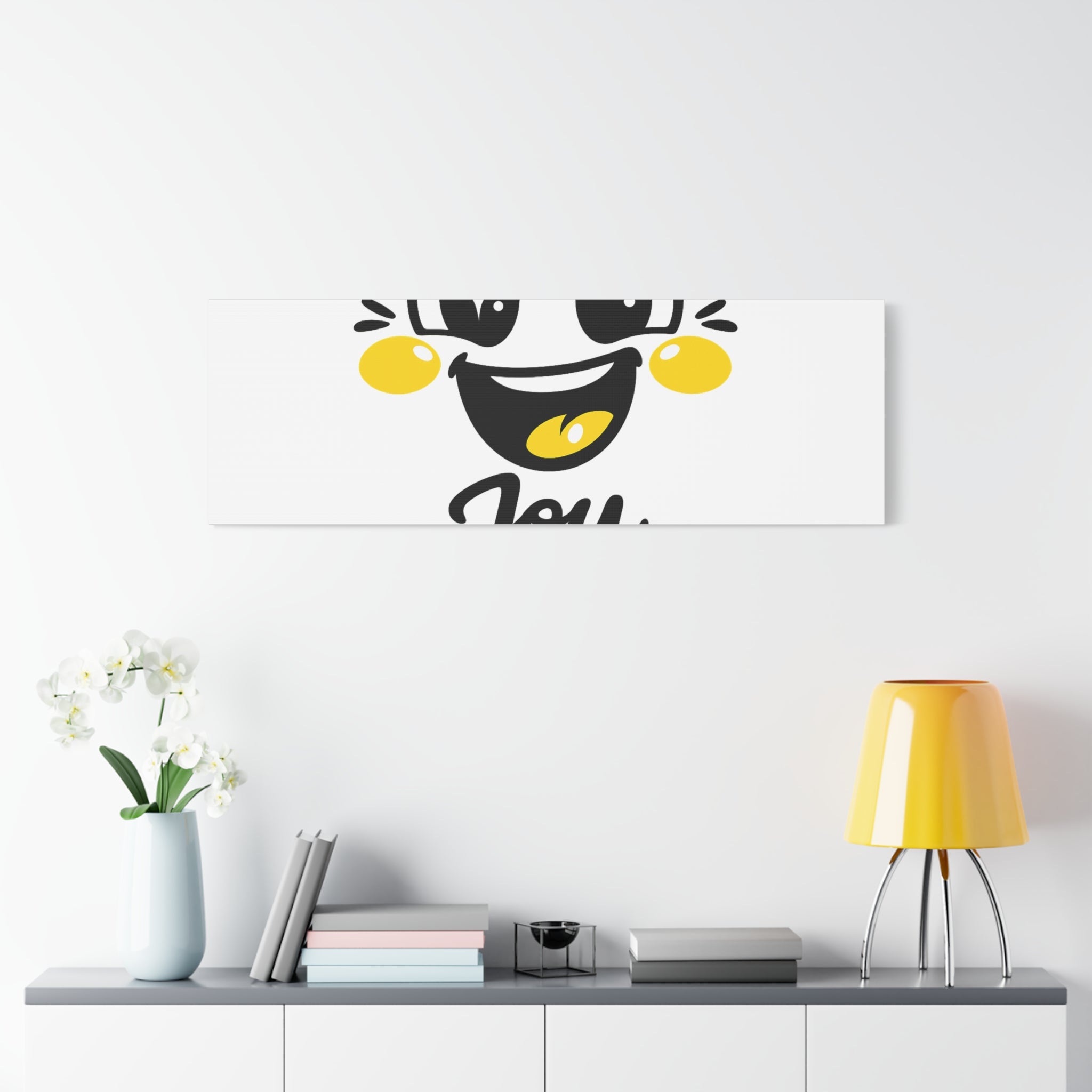 Joy Mood Face Canvas | kawaii minimal, thick outline emoji cartoon
