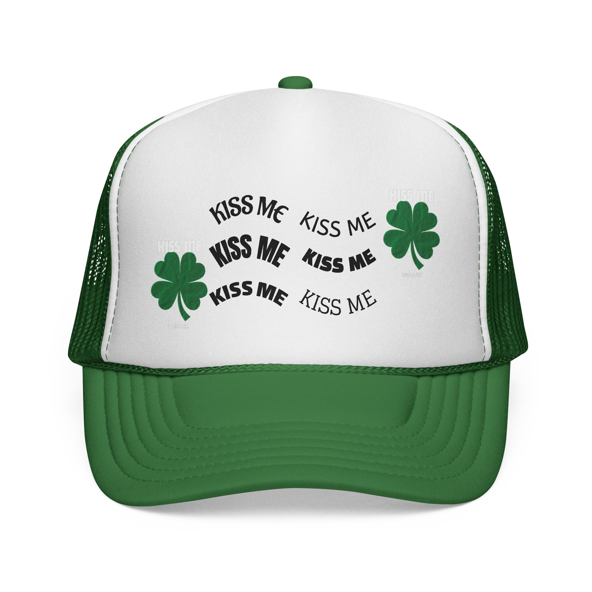 Kiss Me St. Patrick's Trucker Cap with Shamrocks