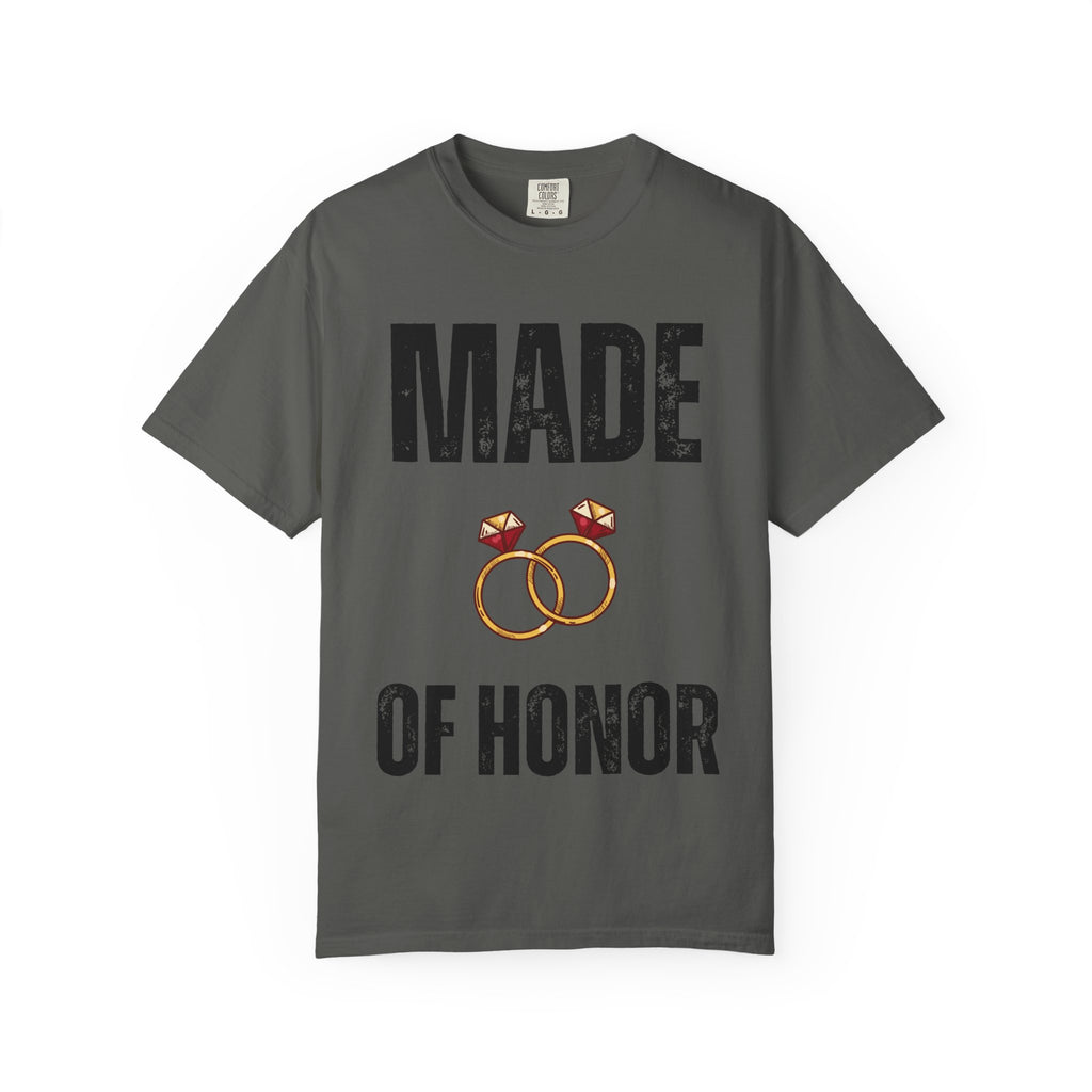 Made of Honor T‑Shirt — Maid of Honor Bridal Party Tee with Wedding Rings