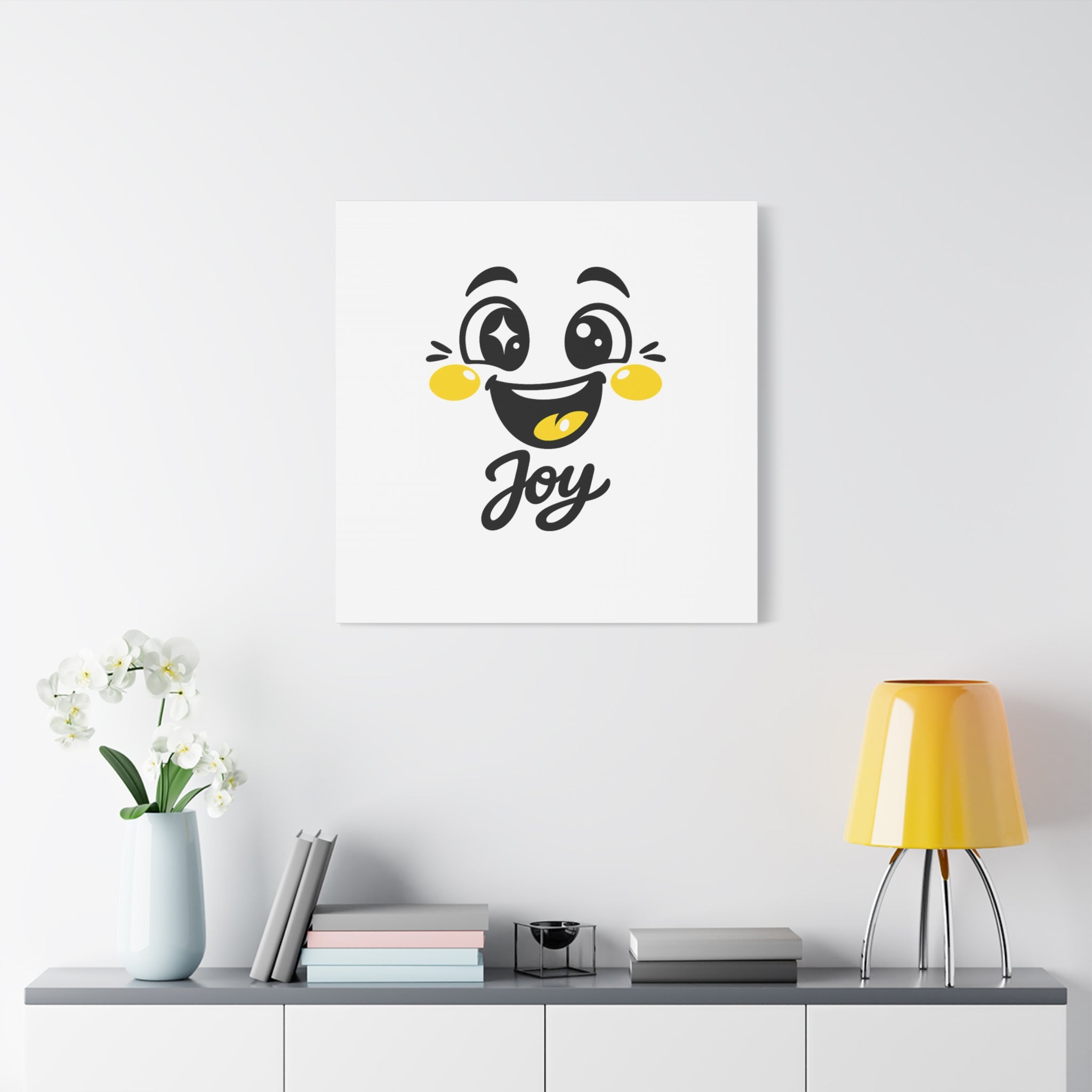 Joy Mood Face Canvas | kawaii minimal, thick outline emoji cartoon