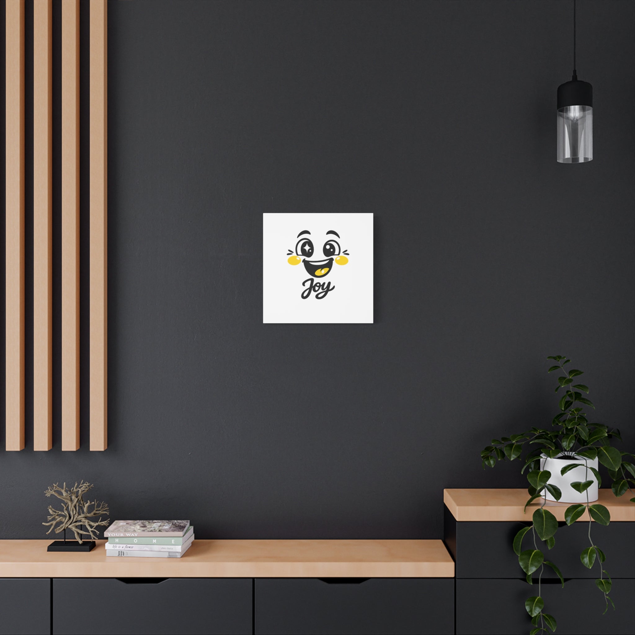 Joy Mood Face Canvas | kawaii minimal, thick outline emoji cartoon