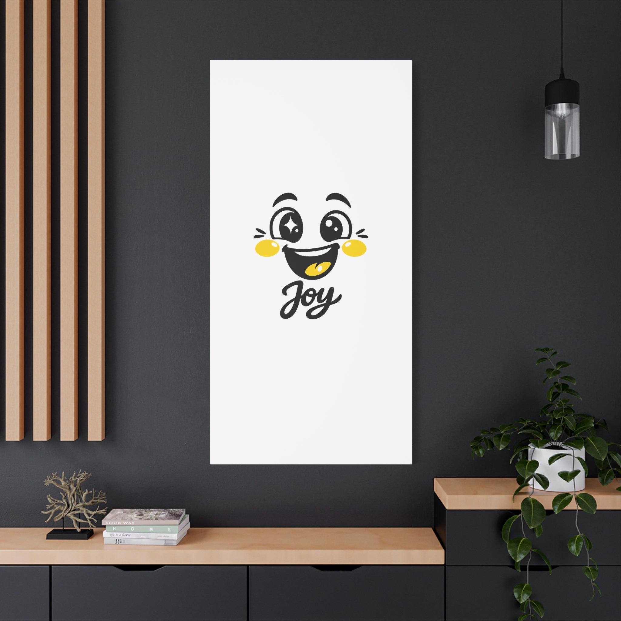 Joy Mood Face Canvas | kawaii minimal, thick outline emoji cartoon