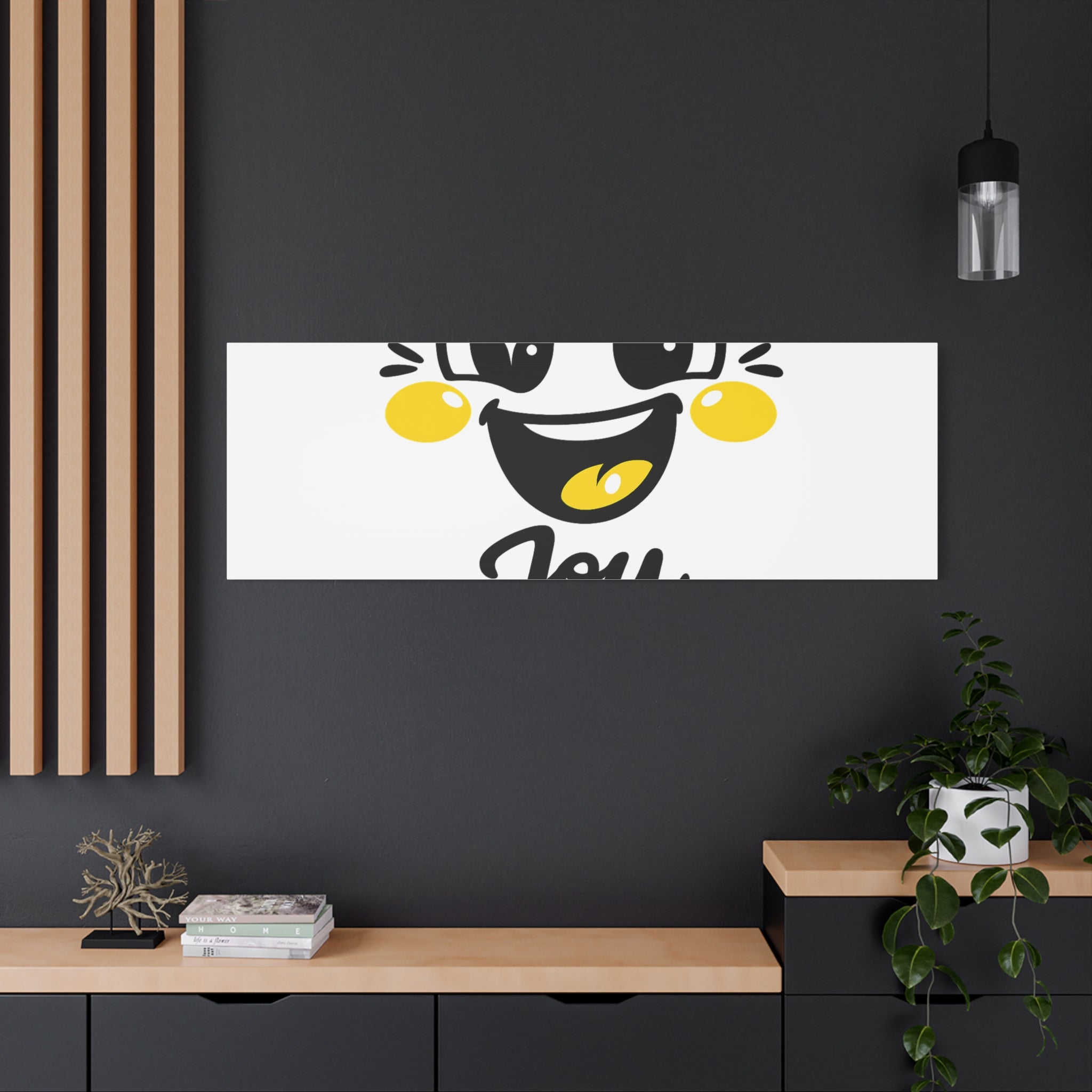 Joy Mood Face Canvas | kawaii minimal, thick outline emoji cartoon