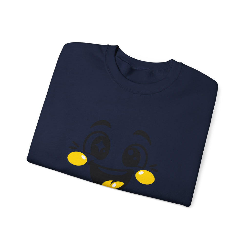 Joy Mood Face Sweatshirt | kawaii minimal, thick outline emoji cartoon