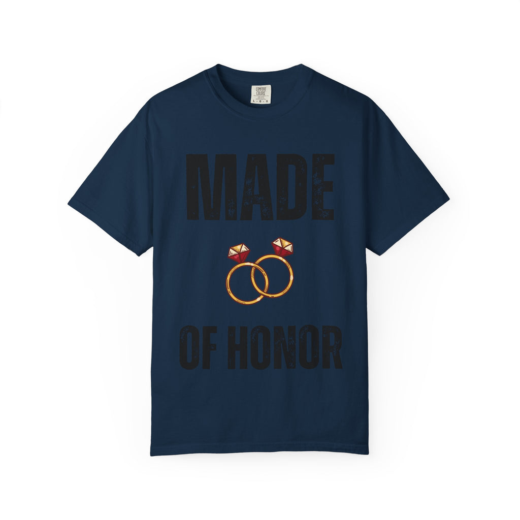 Made of Honor T‑Shirt — Maid of Honor Bridal Party Tee with Wedding Rings