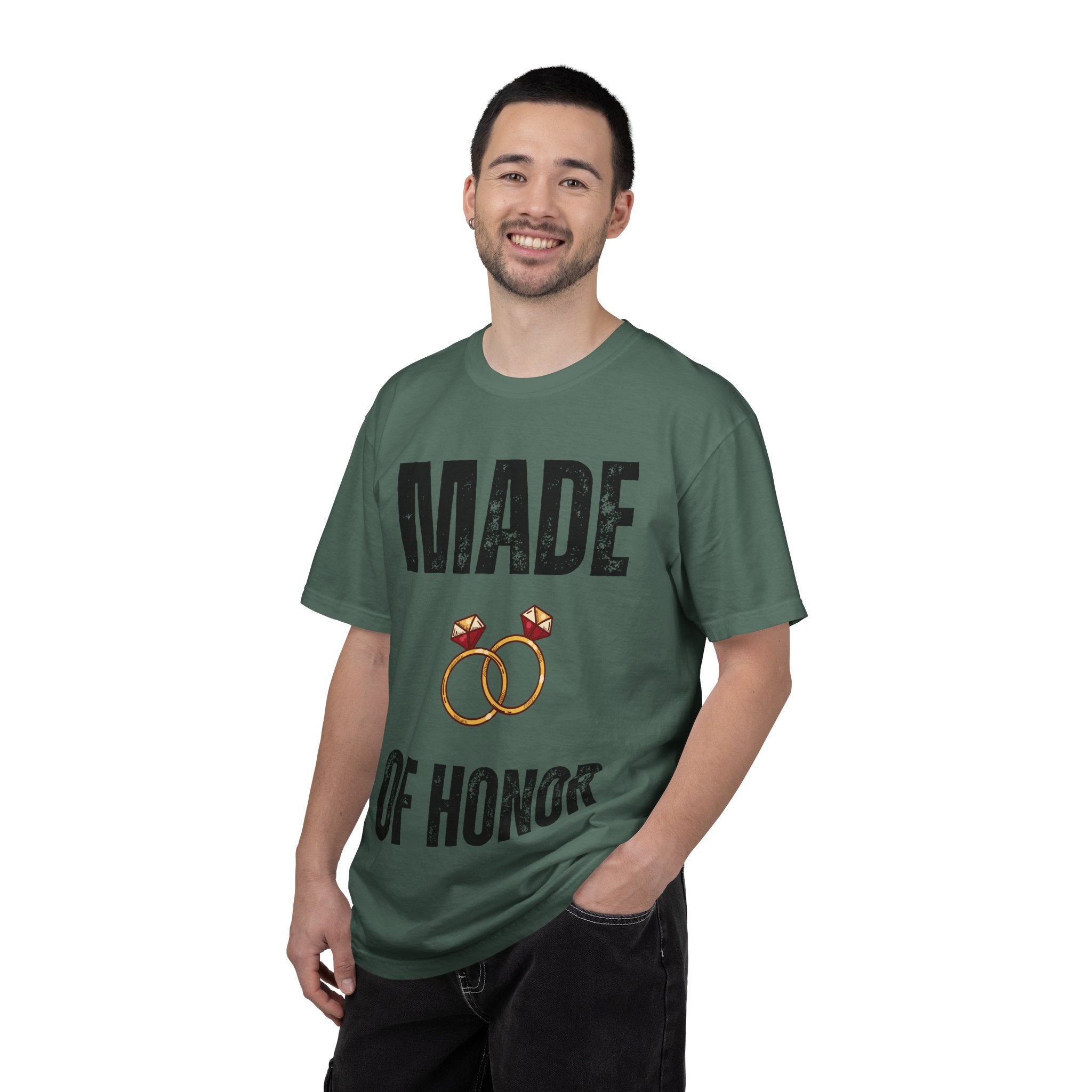 Made of Honor T‑Shirt — Maid of Honor Bridal Party Tee with Wedding Rings