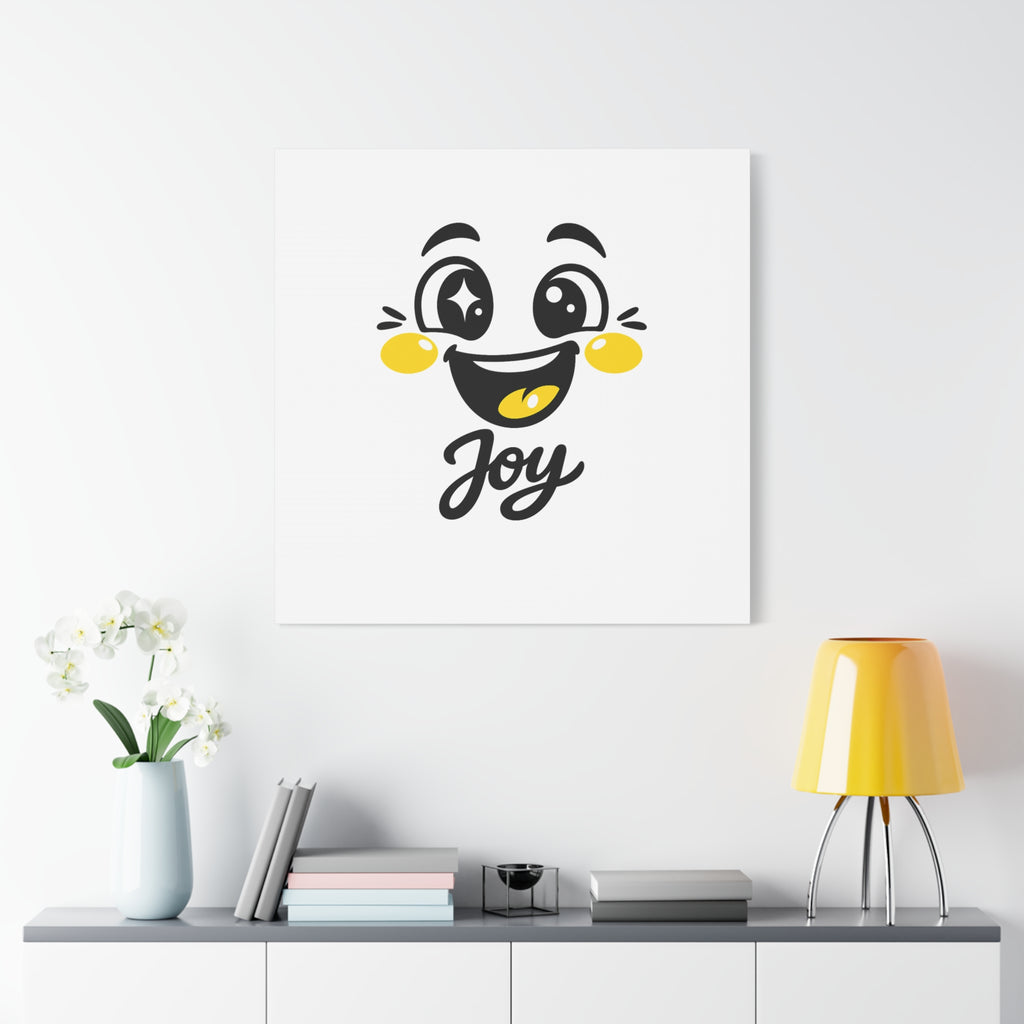 Joy Mood Face Canvas | kawaii minimal, thick outline emoji cartoon