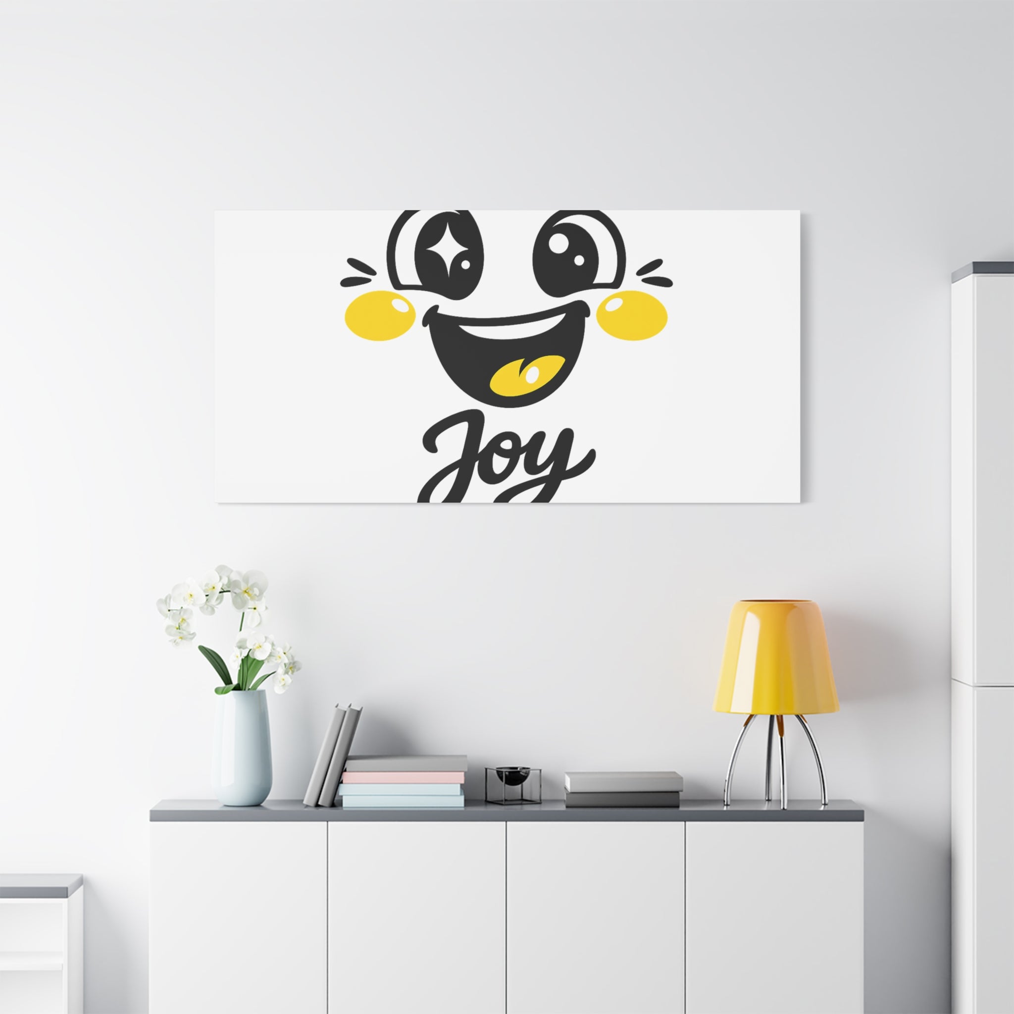 Joy Mood Face Canvas | kawaii minimal, thick outline emoji cartoon