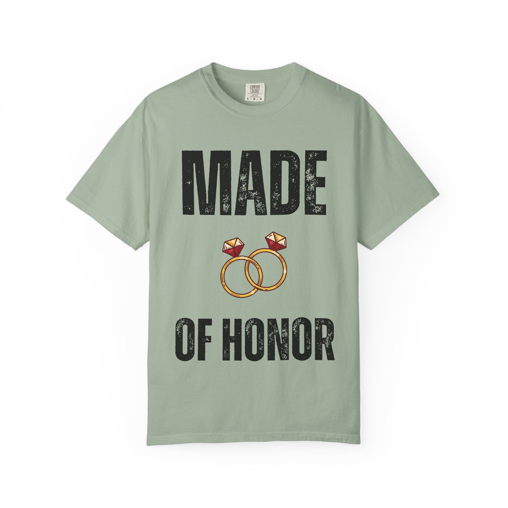 Made of Honor T‑Shirt — Maid of Honor Bridal Party Tee with Wedding Rings