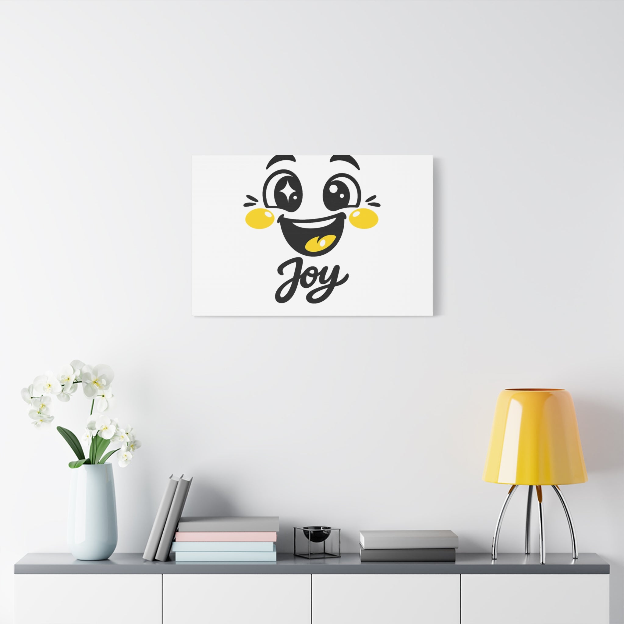 Joy Mood Face Canvas | kawaii minimal, thick outline emoji cartoon