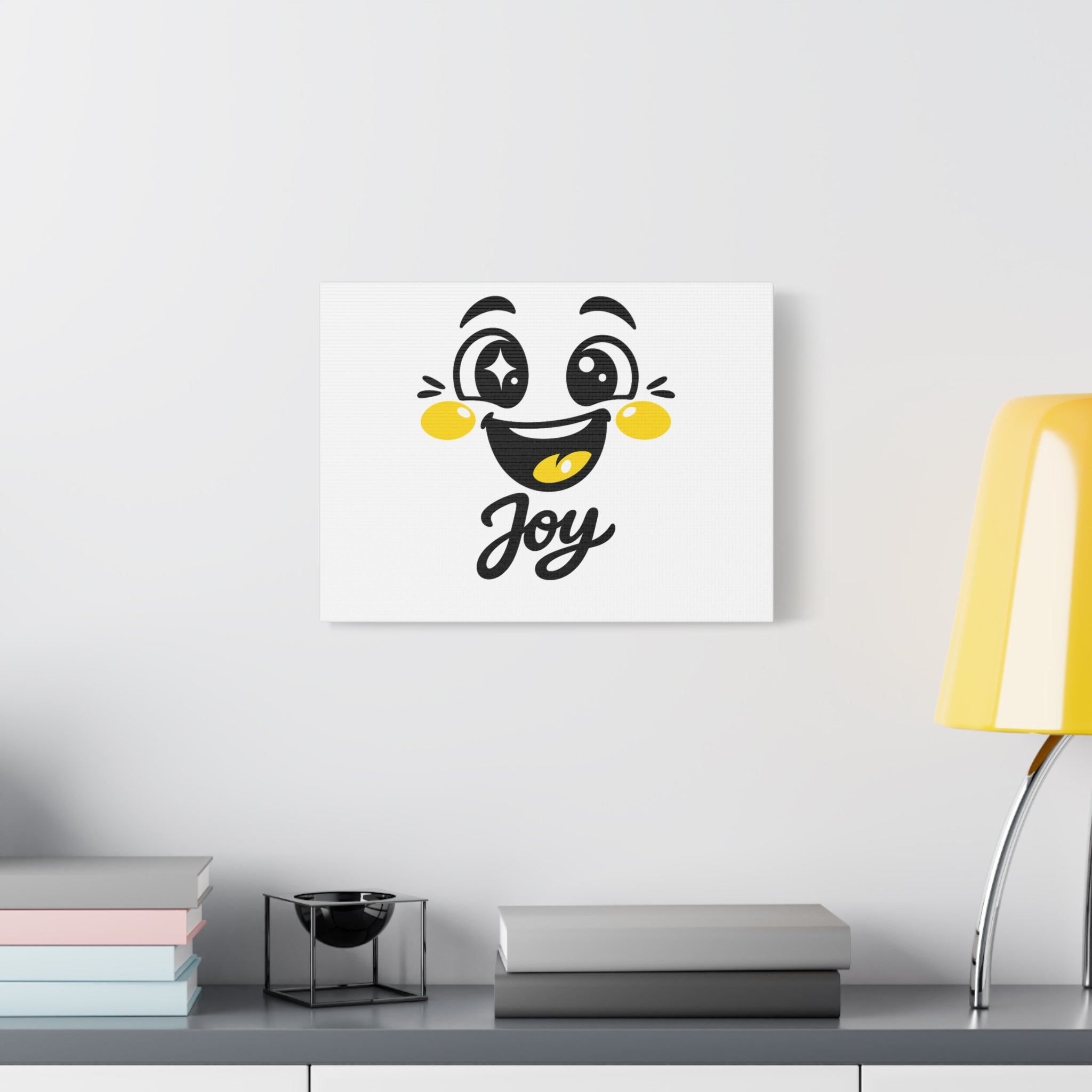 Joy Mood Face Canvas | kawaii minimal, thick outline emoji cartoon