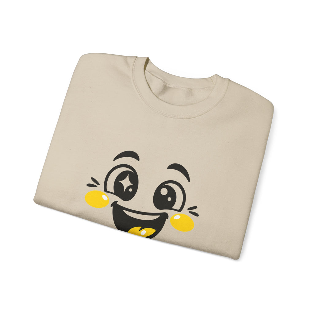 Joy Mood Face Sweatshirt | kawaii minimal, thick outline emoji cartoon