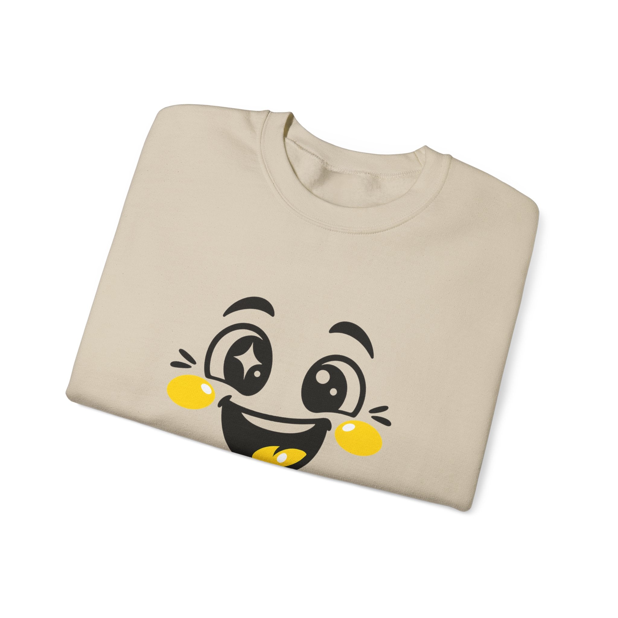 Joy Mood Face Sweatshirt | kawaii minimal, thick outline emoji cartoon