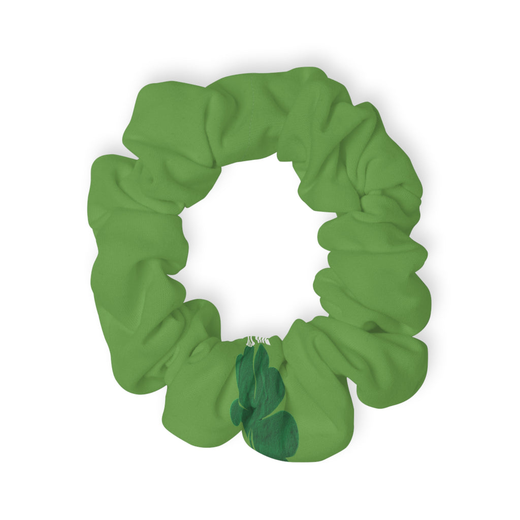 Green Leaf Print Scrunchie – Botanical Hair Tie for Everyday Wear