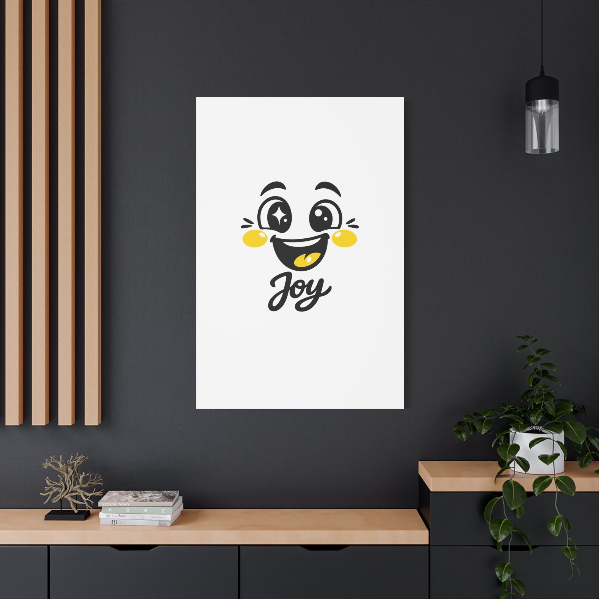 Joy Mood Face Canvas | kawaii minimal, thick outline emoji cartoon