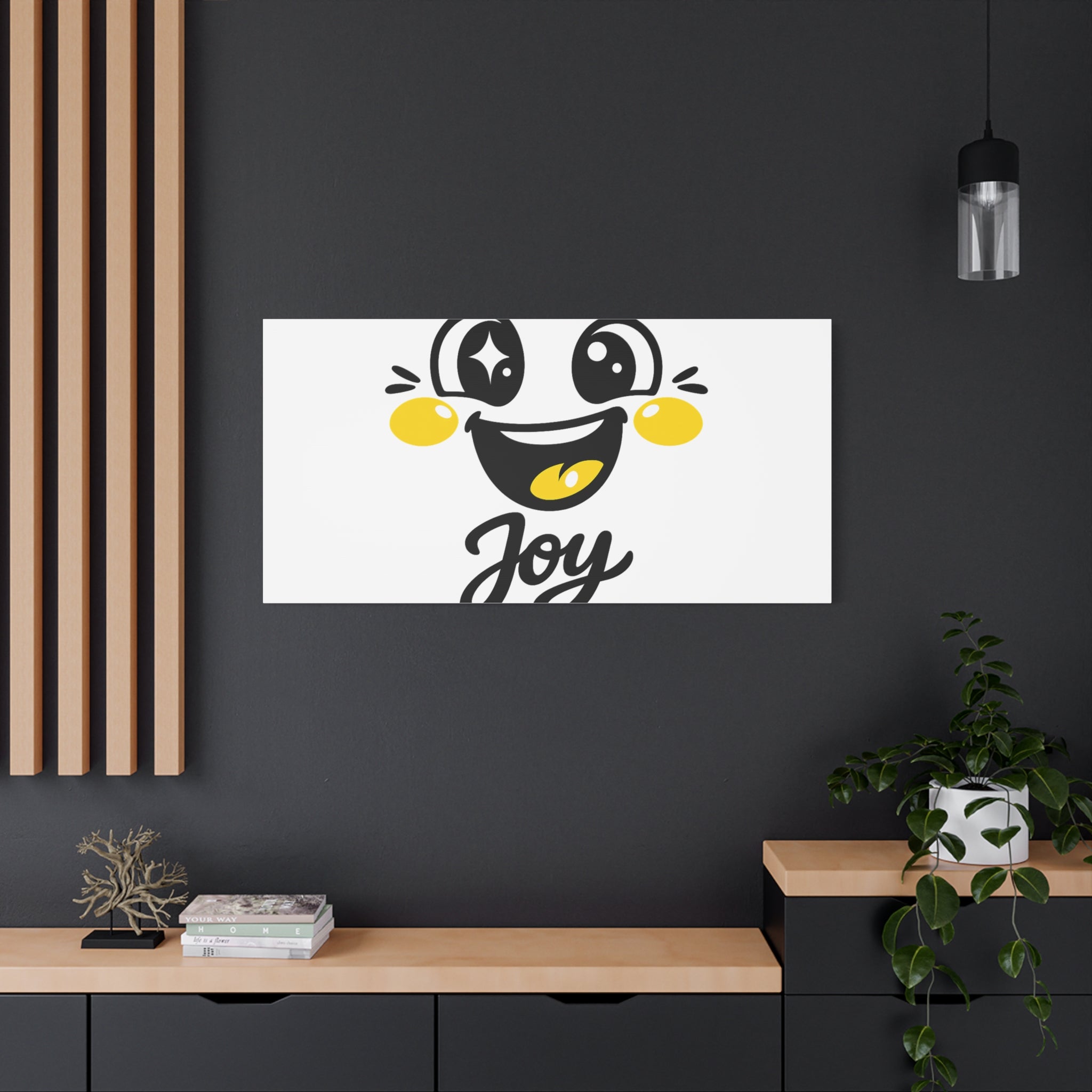 Joy Mood Face Canvas | kawaii minimal, thick outline emoji cartoon
