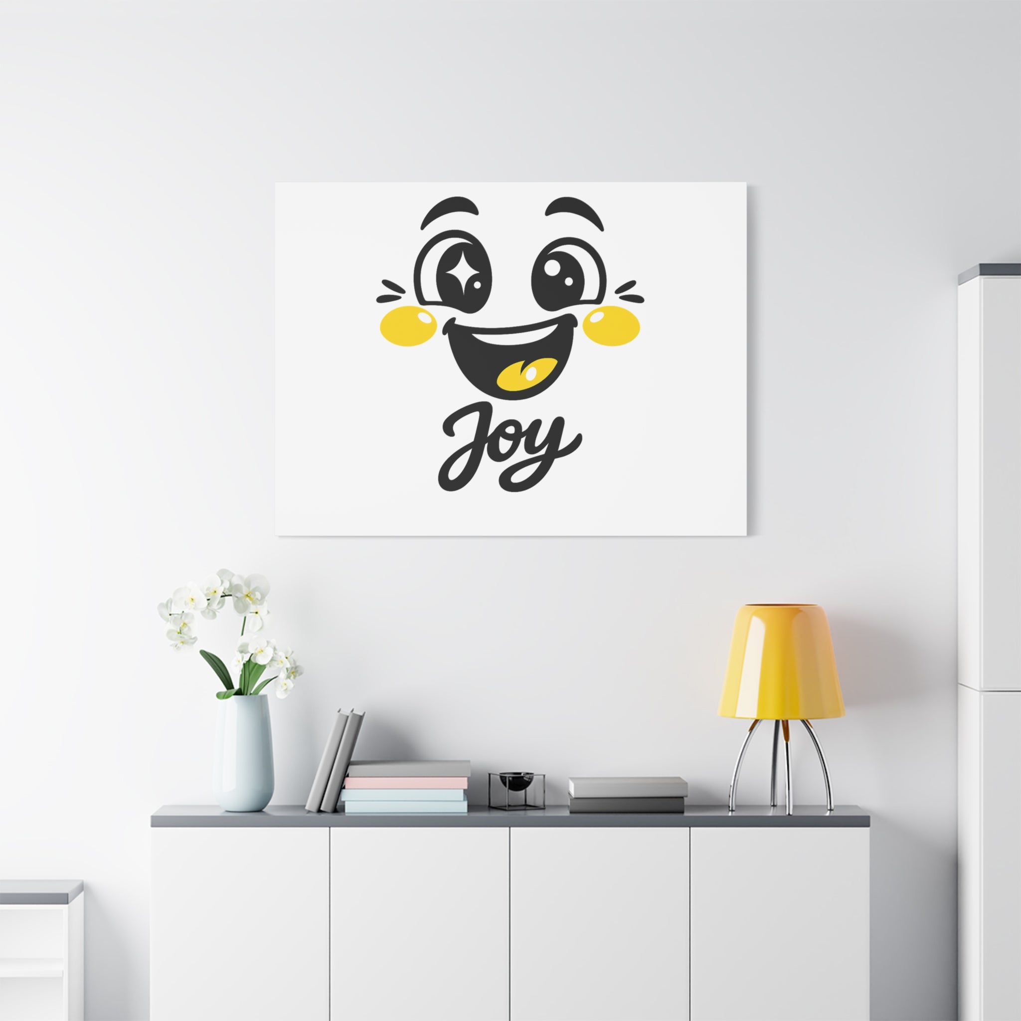 Joy Mood Face Canvas | kawaii minimal, thick outline emoji cartoon