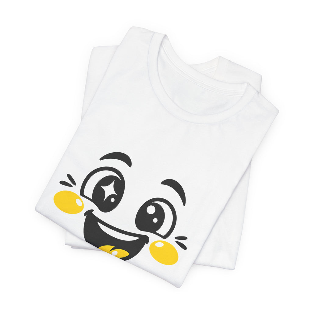 Joy Mood Face T-Shirt | kawaii minimal emoji cartoon, thick outline