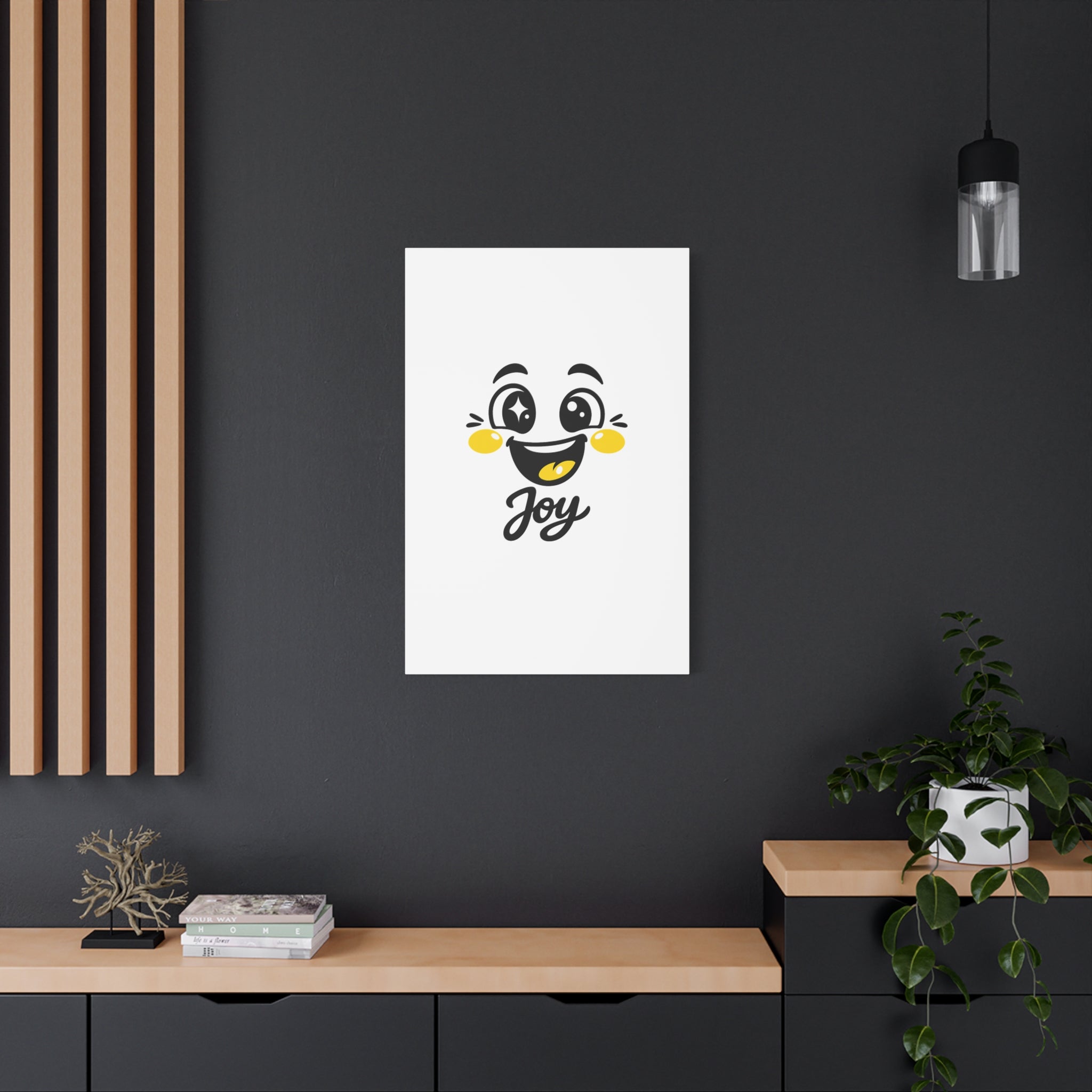Joy Mood Face Canvas | kawaii minimal, thick outline emoji cartoon