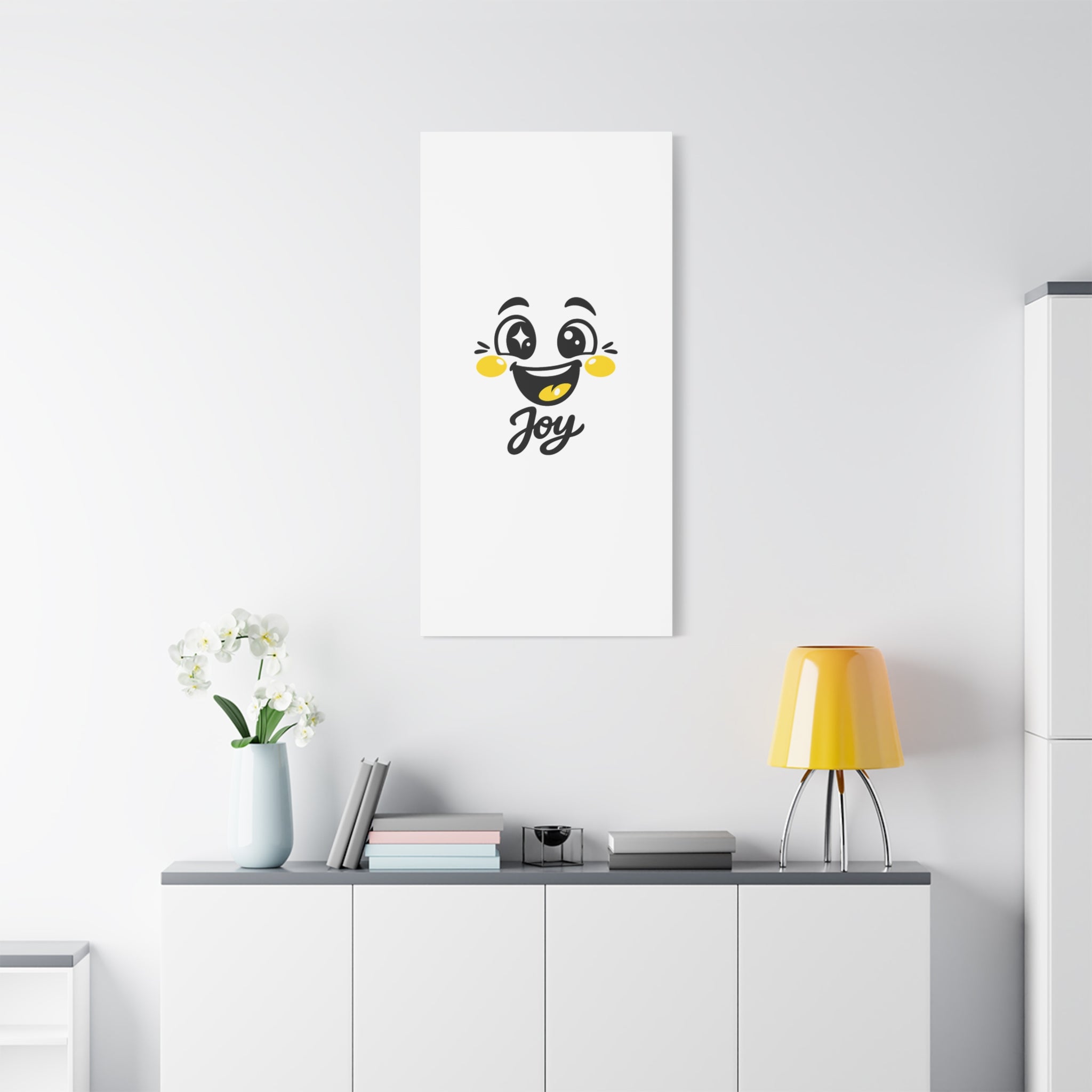 Joy Mood Face Canvas | kawaii minimal, thick outline emoji cartoon