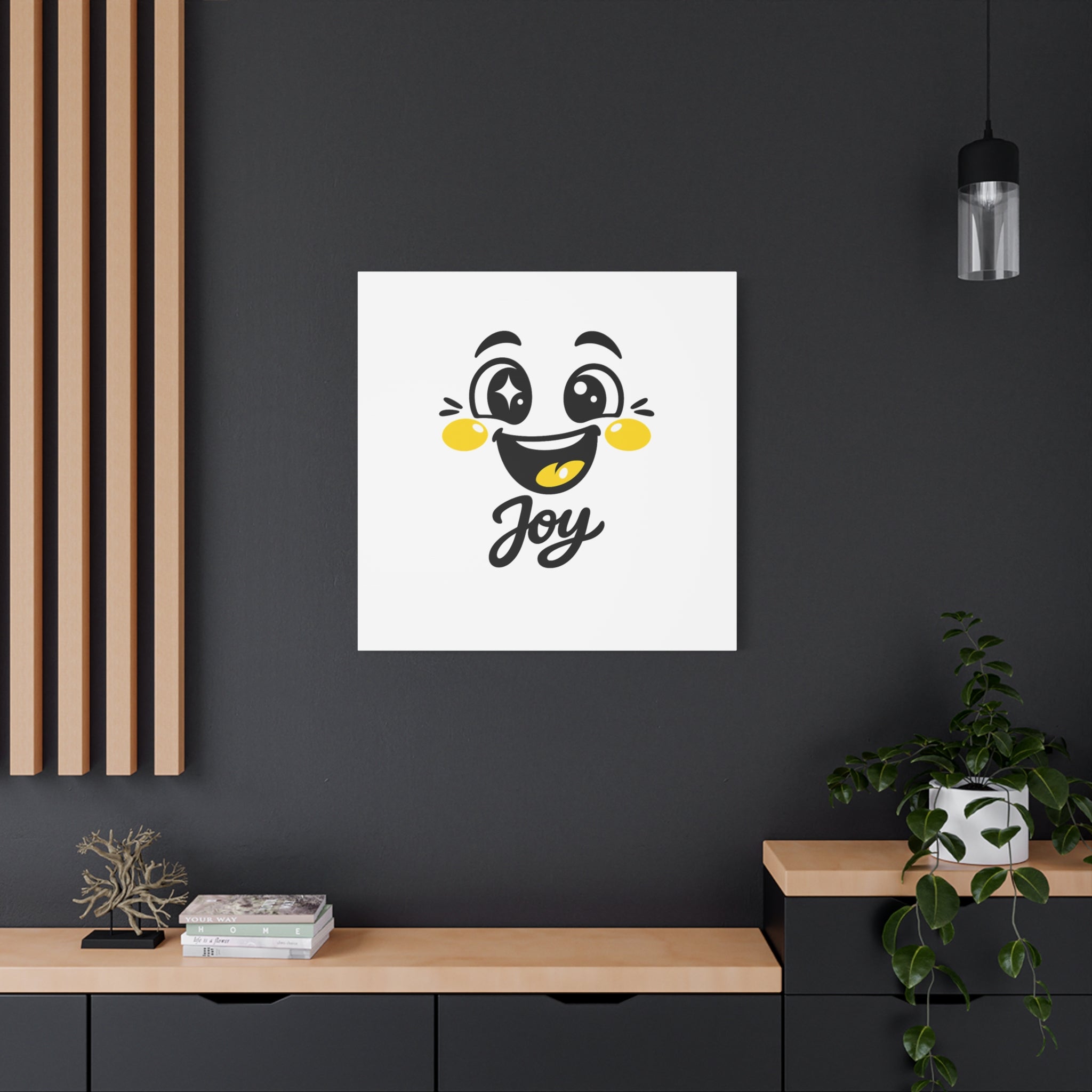 Joy Mood Face Canvas | kawaii minimal, thick outline emoji cartoon