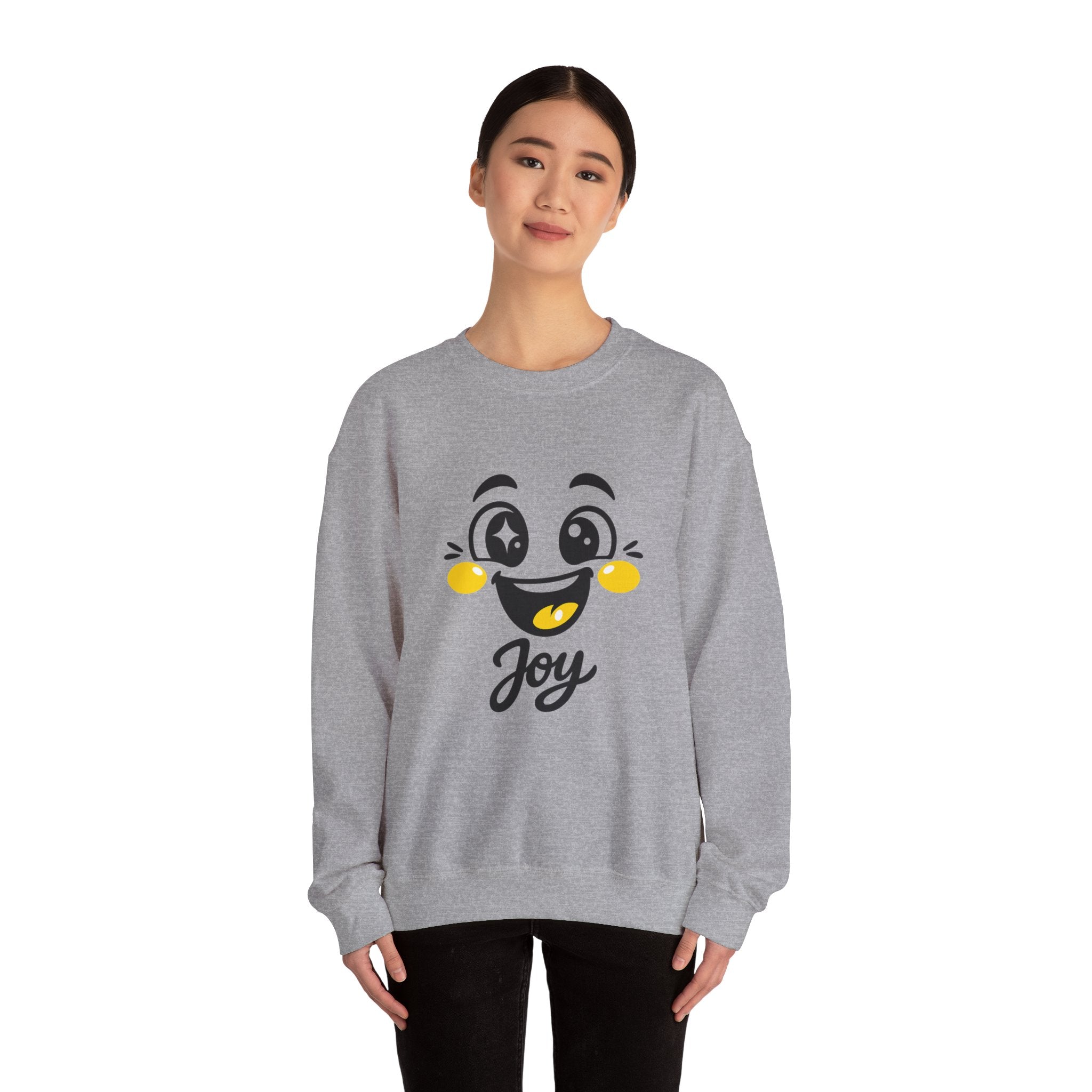 Joy Mood Face Sweatshirt | kawaii minimal, thick outline emoji cartoon