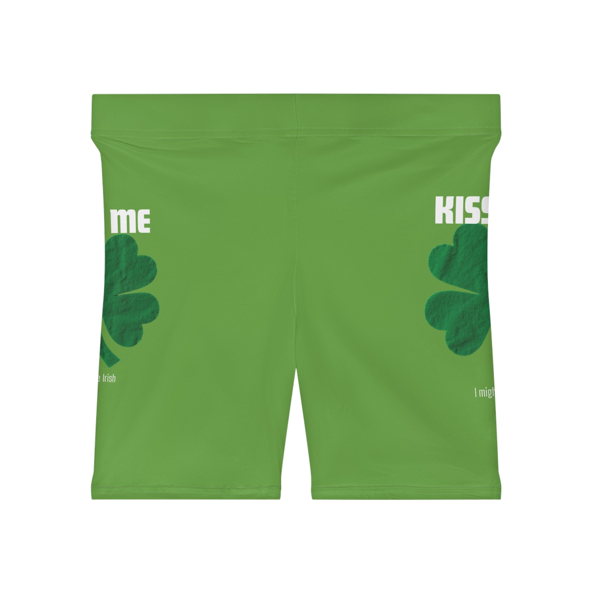 St. Patrick's Day 'Kiss Me' Green Shamrock Biker Shorts