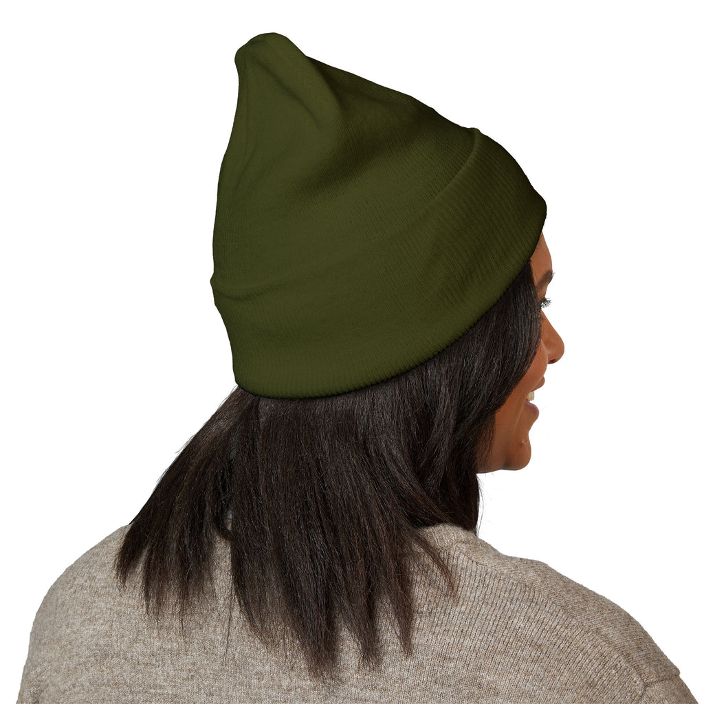 Happy Teddy Embroidered Cuffed Beanie — Cozy Cute Winter Hat