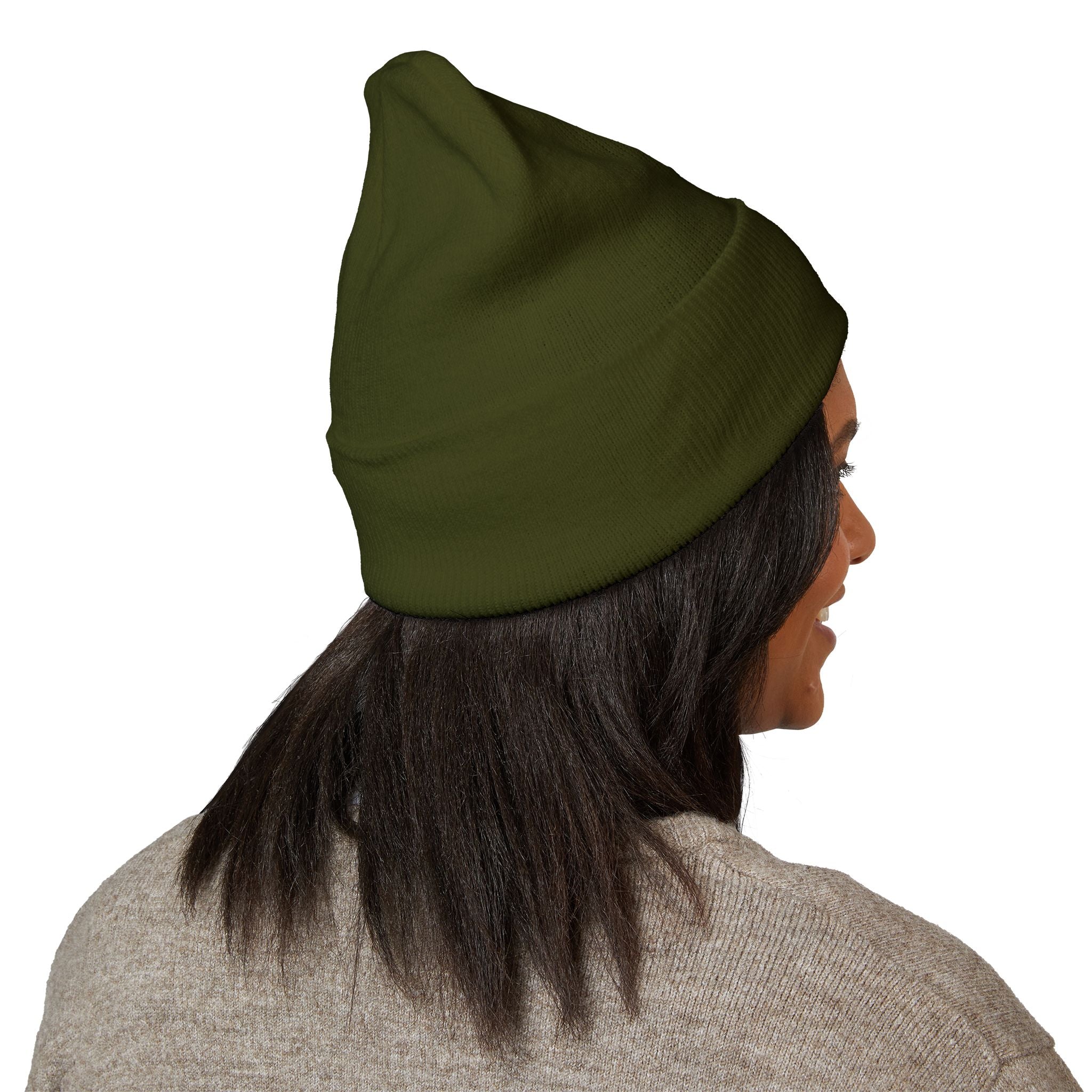 Happy Teddy Embroidered Cuffed Beanie — Cozy Cute Winter Hat