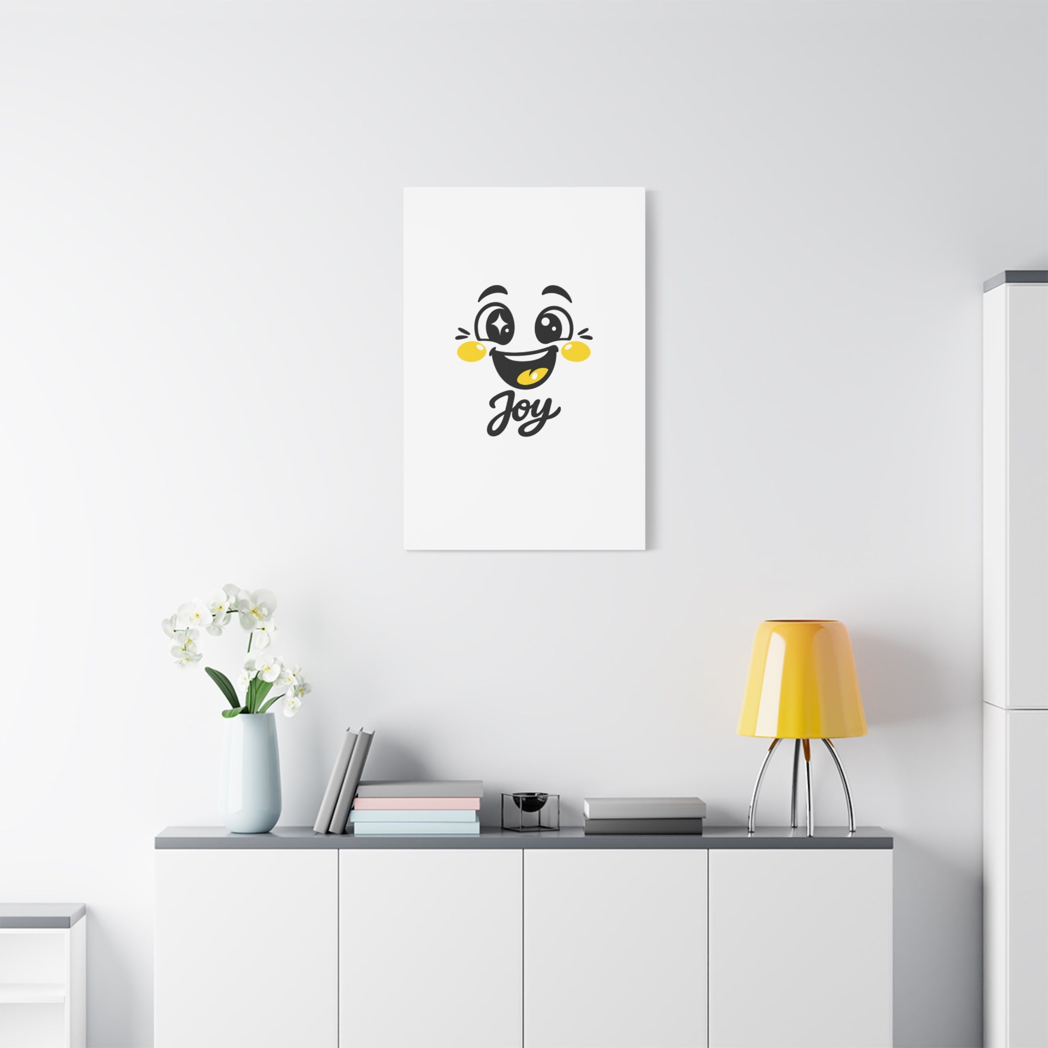 Joy Mood Face Canvas | kawaii minimal, thick outline emoji cartoon
