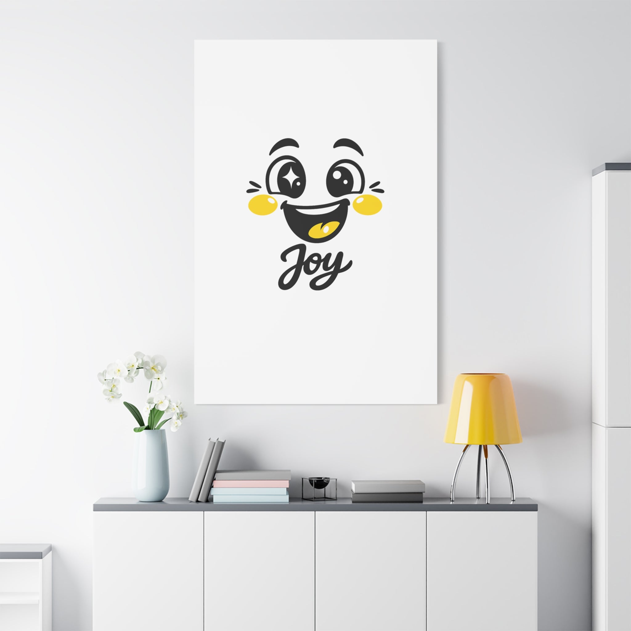 Joy Mood Face Canvas | kawaii minimal, thick outline emoji cartoon