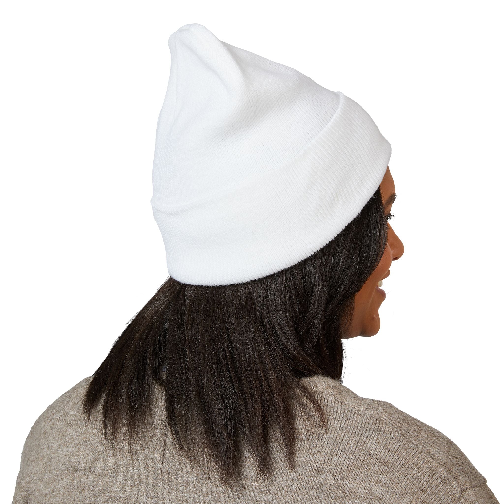 Happy Teddy Embroidered Cuffed Beanie — Cozy Cute Winter Hat