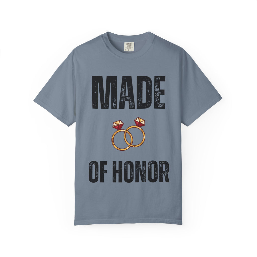 Made of Honor T‑Shirt — Maid of Honor Bridal Party Tee with Wedding Rings