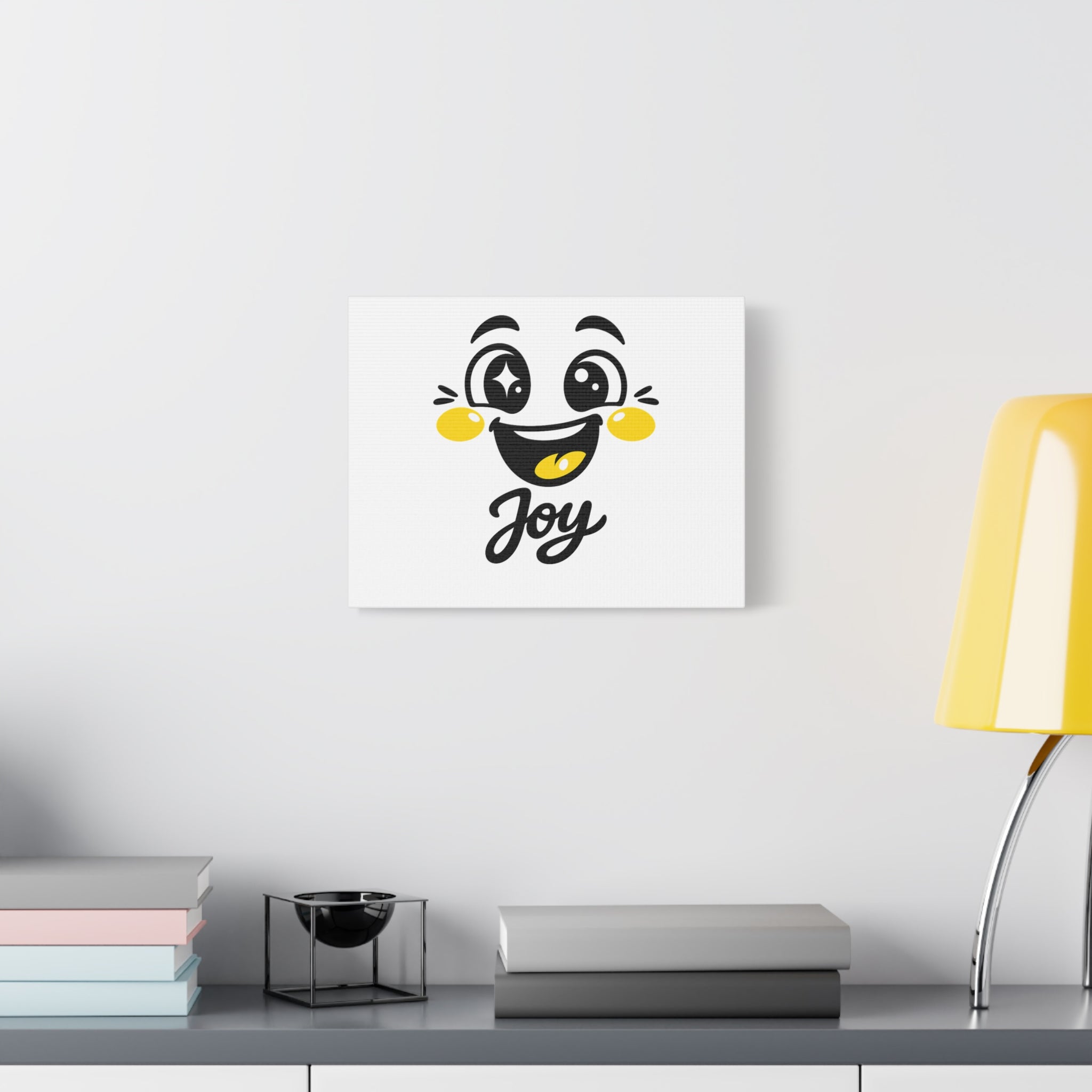 Joy Mood Face Canvas | kawaii minimal, thick outline emoji cartoon