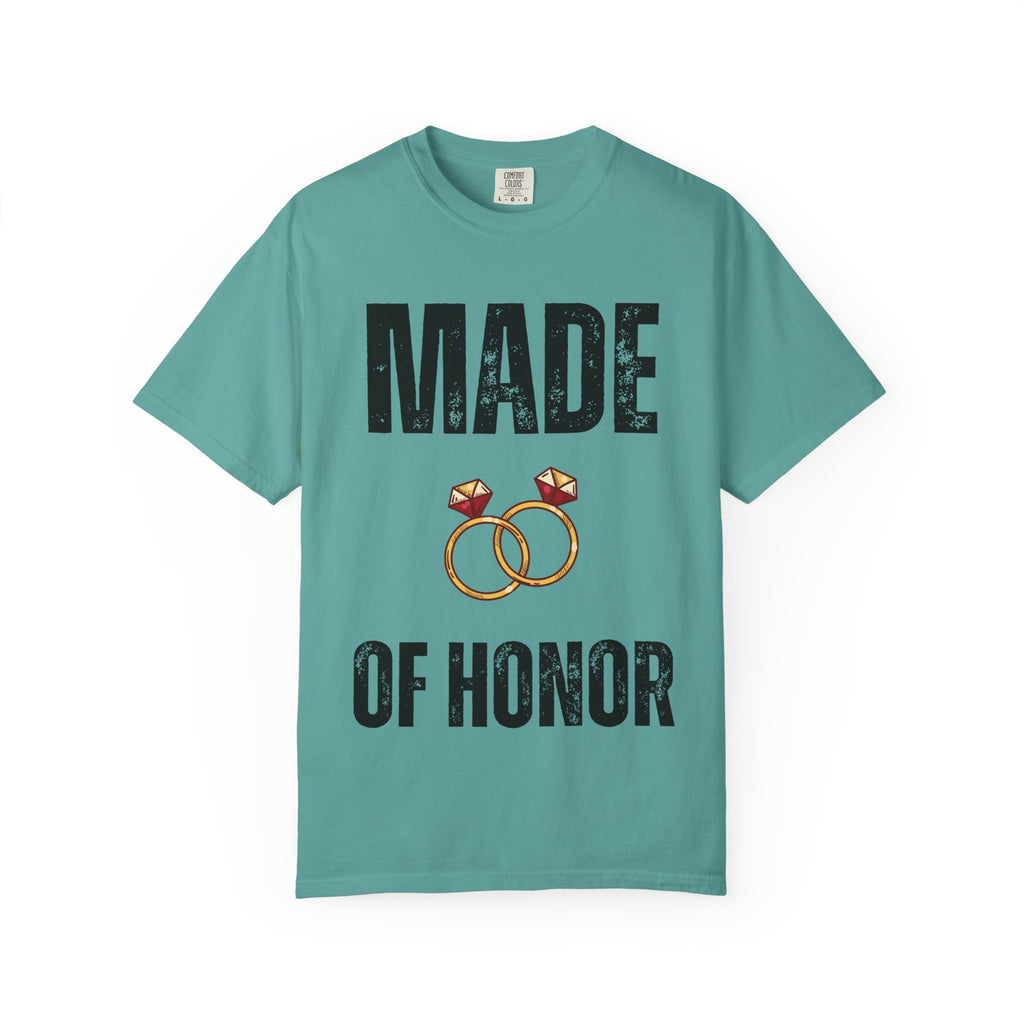 Made of Honor T‑Shirt — Maid of Honor Bridal Party Tee with Wedding Rings
