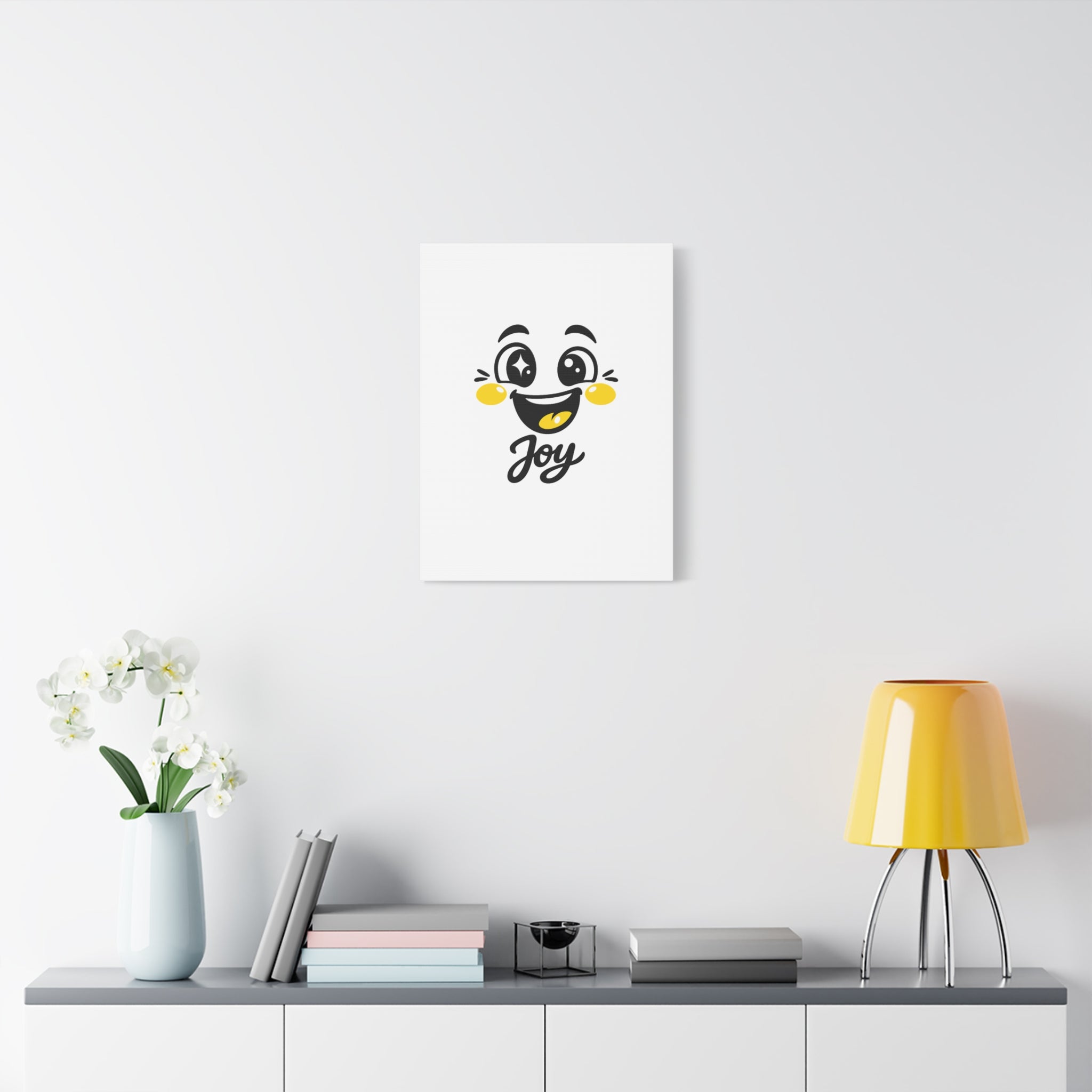 Joy Mood Face Canvas | kawaii minimal, thick outline emoji cartoon