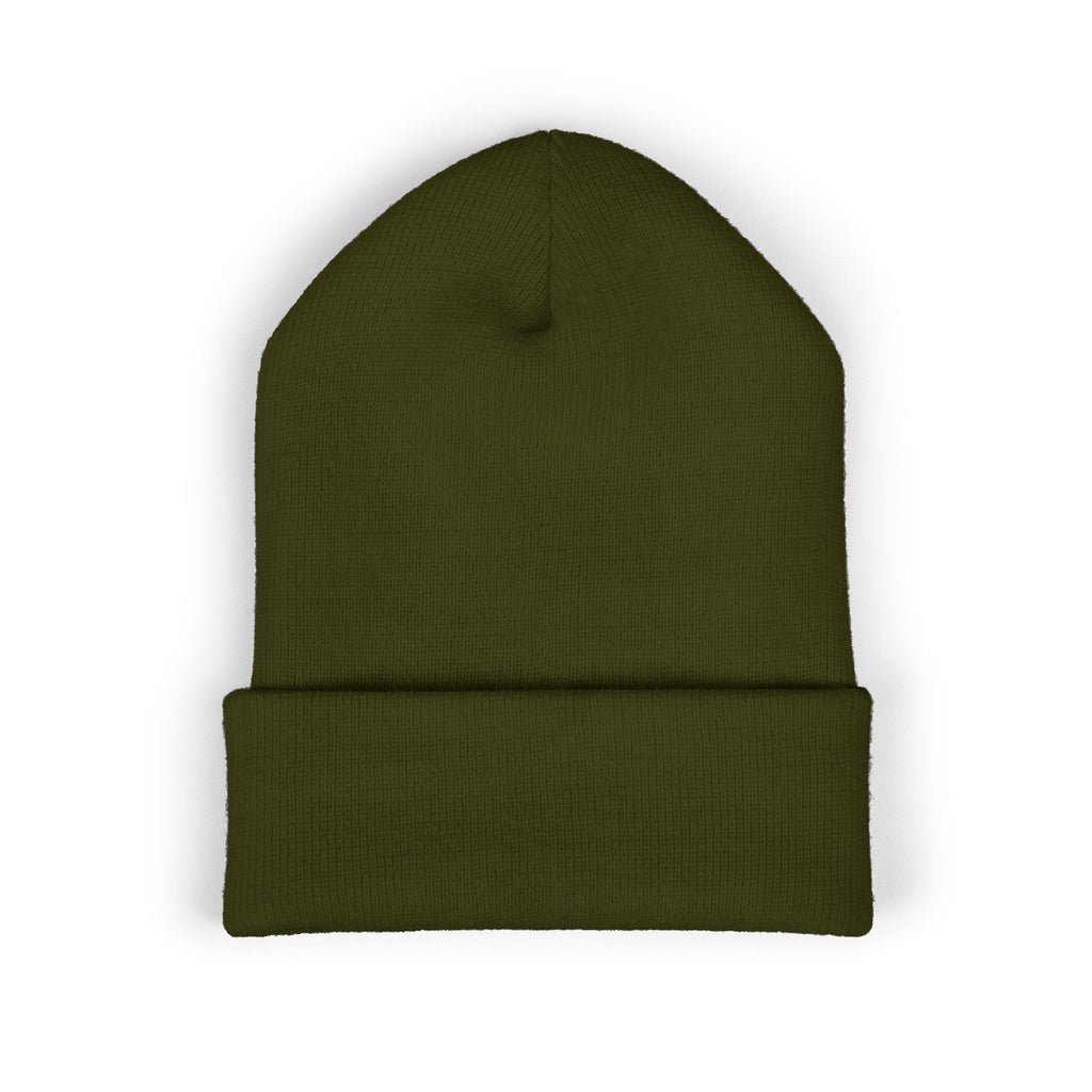 Happy Teddy Embroidered Cuffed Beanie — Cozy Cute Winter Hat