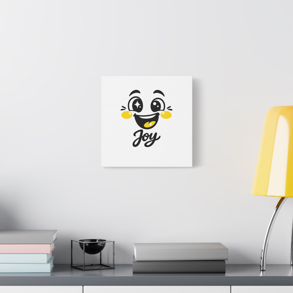 Joy Mood Face Canvas | kawaii minimal, thick outline emoji cartoon