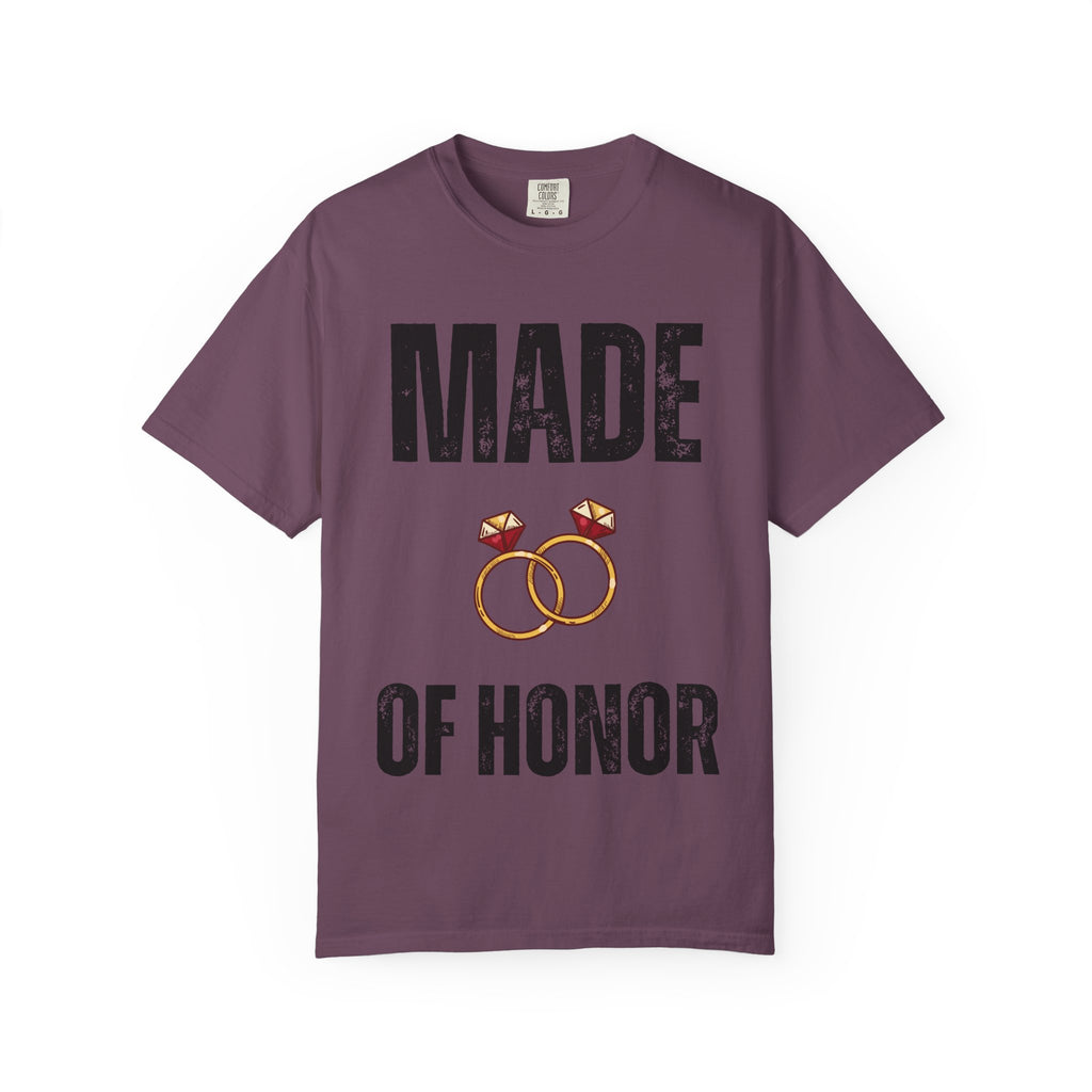 Made of Honor T‑Shirt — Maid of Honor Bridal Party Tee with Wedding Rings
